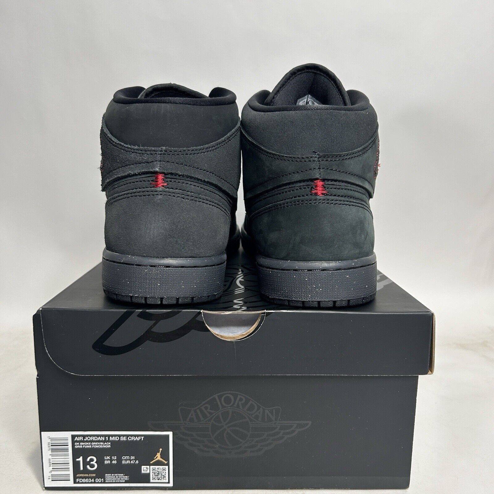 Nike Nike Air Jordan 1 Mid SE Craft “Black Dark Smoke Gray” 2024 Size US 13 / EU 46 - 4 Thumbnail