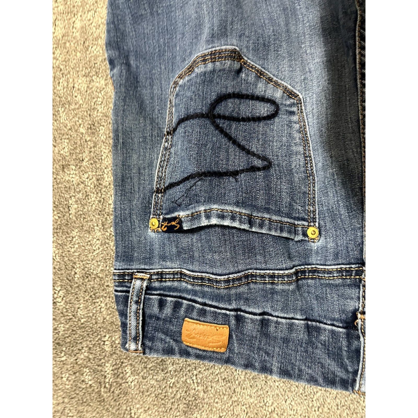 Vintage Seven7 Jeans Women’s 12 Plus Skinny Distress Blue Denim 5-Pocket Tummyless Slim Rise 10 in 31 in Inseam Size 34" / US 12 / IT 48 - 3 Thumbnail