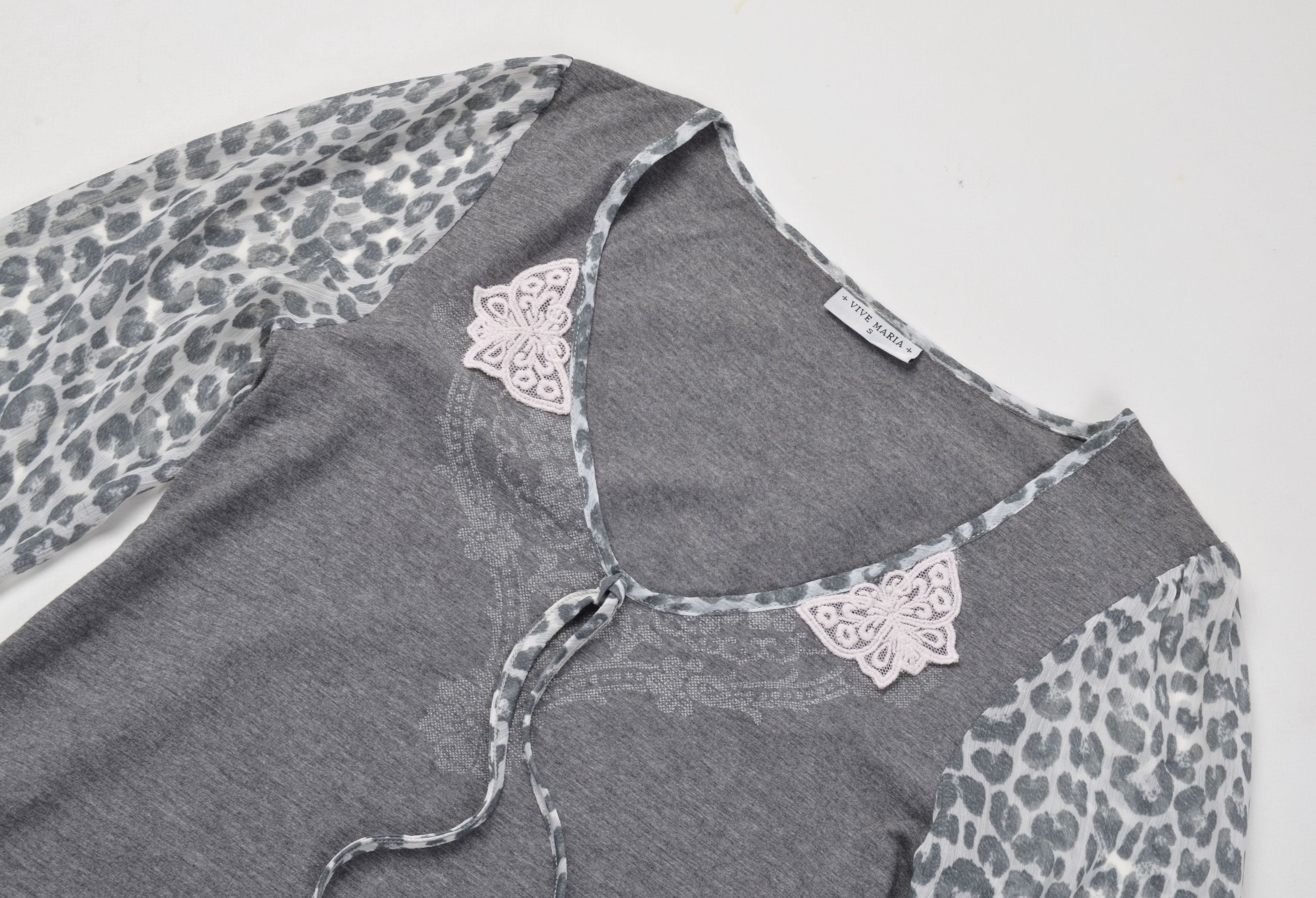 Designer × Vintage Vive Maria Mesh Leopard Sleeves Gray Y2K Coquette Dress Size S / US 4 / IT 40 - 5 Thumbnail