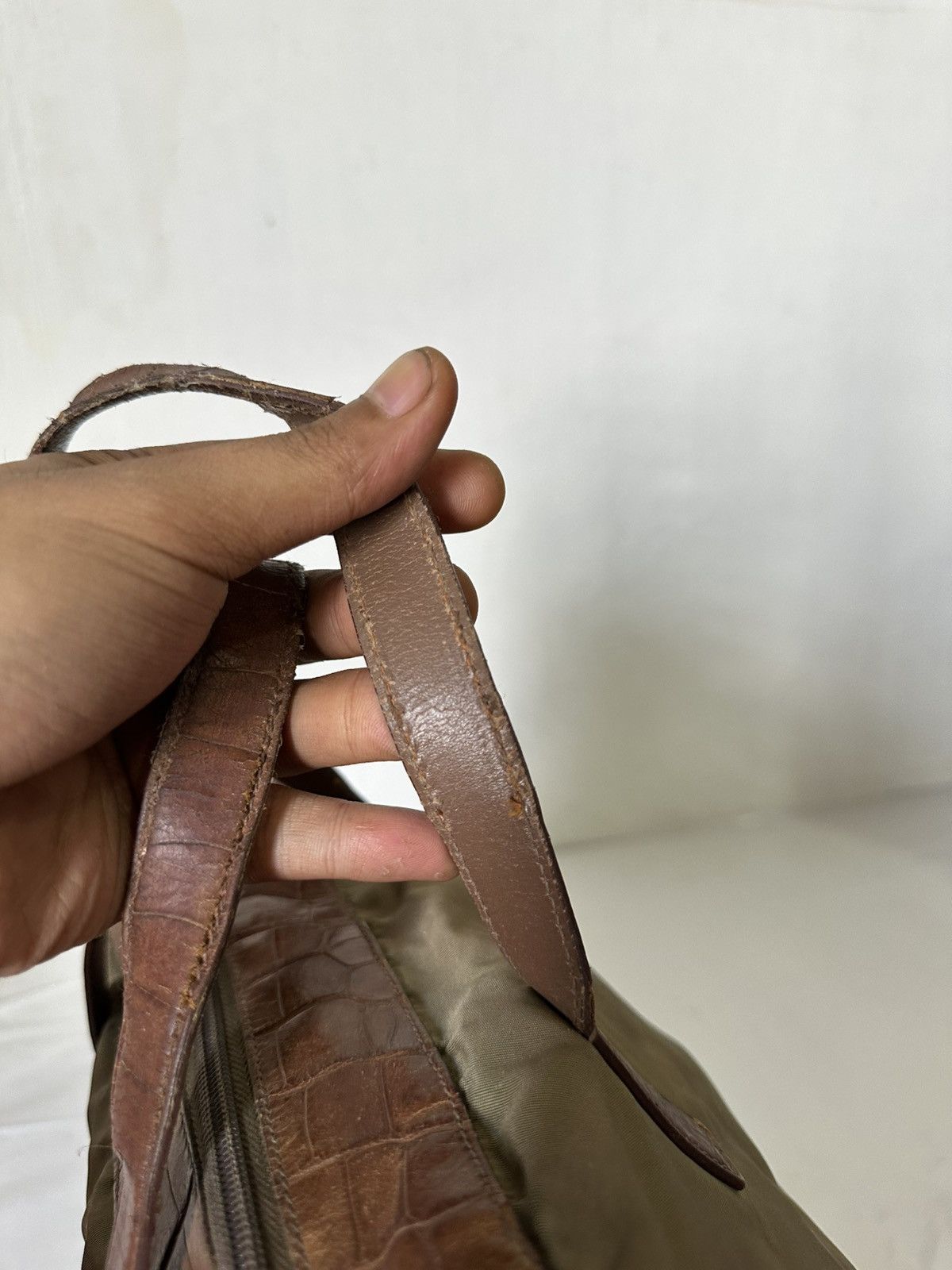 Prada Vintage Prada Handbag Croco Leather and Nylon Tessuto bag Size ONE SIZE - 13 Thumbnail
