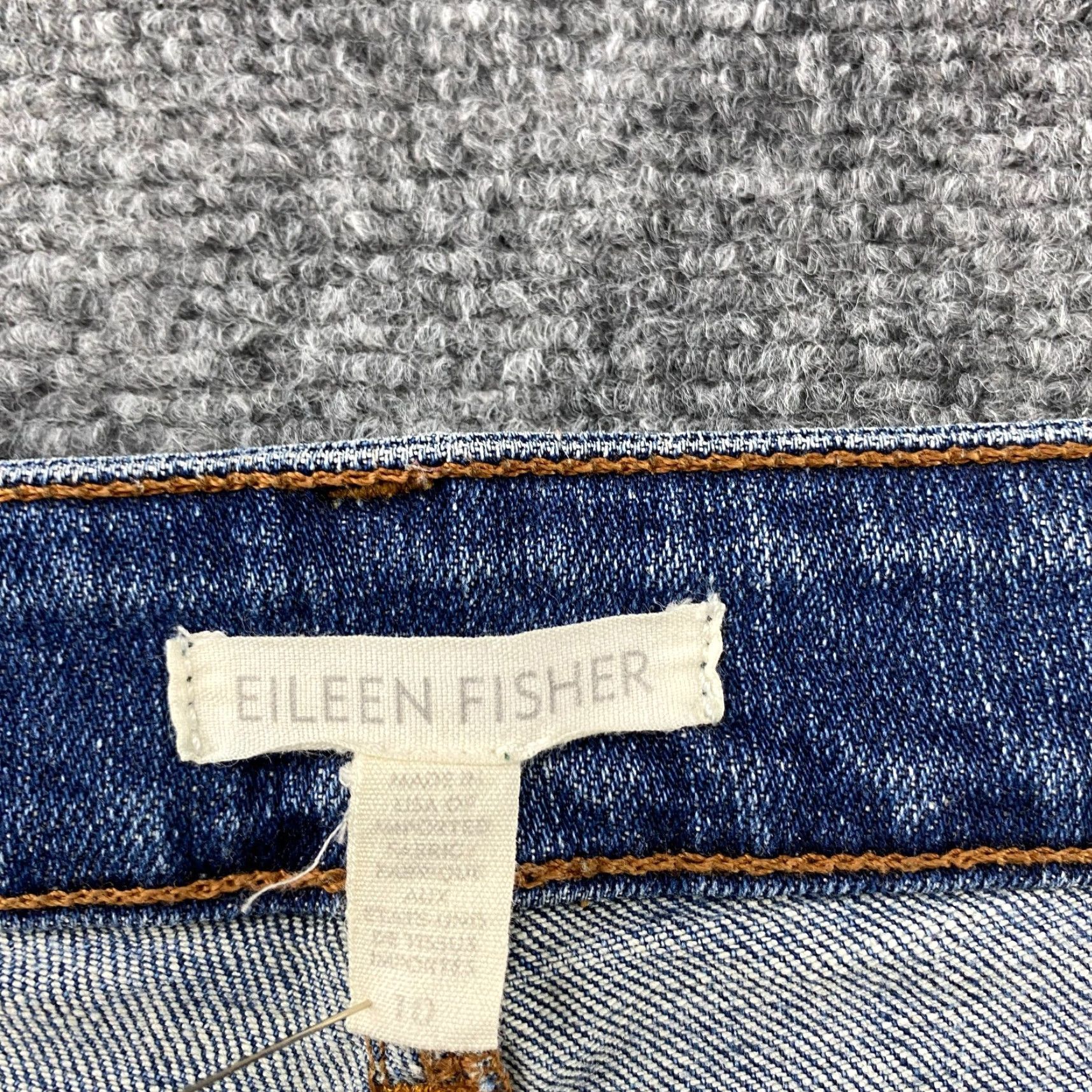 Eileen Fisher Eileen Fisher Jeans Womens 10 Blue Straight Leg Distress Stretch Denim USA Made Size 32" / US 10 / IT 46 - 7 Thumbnail