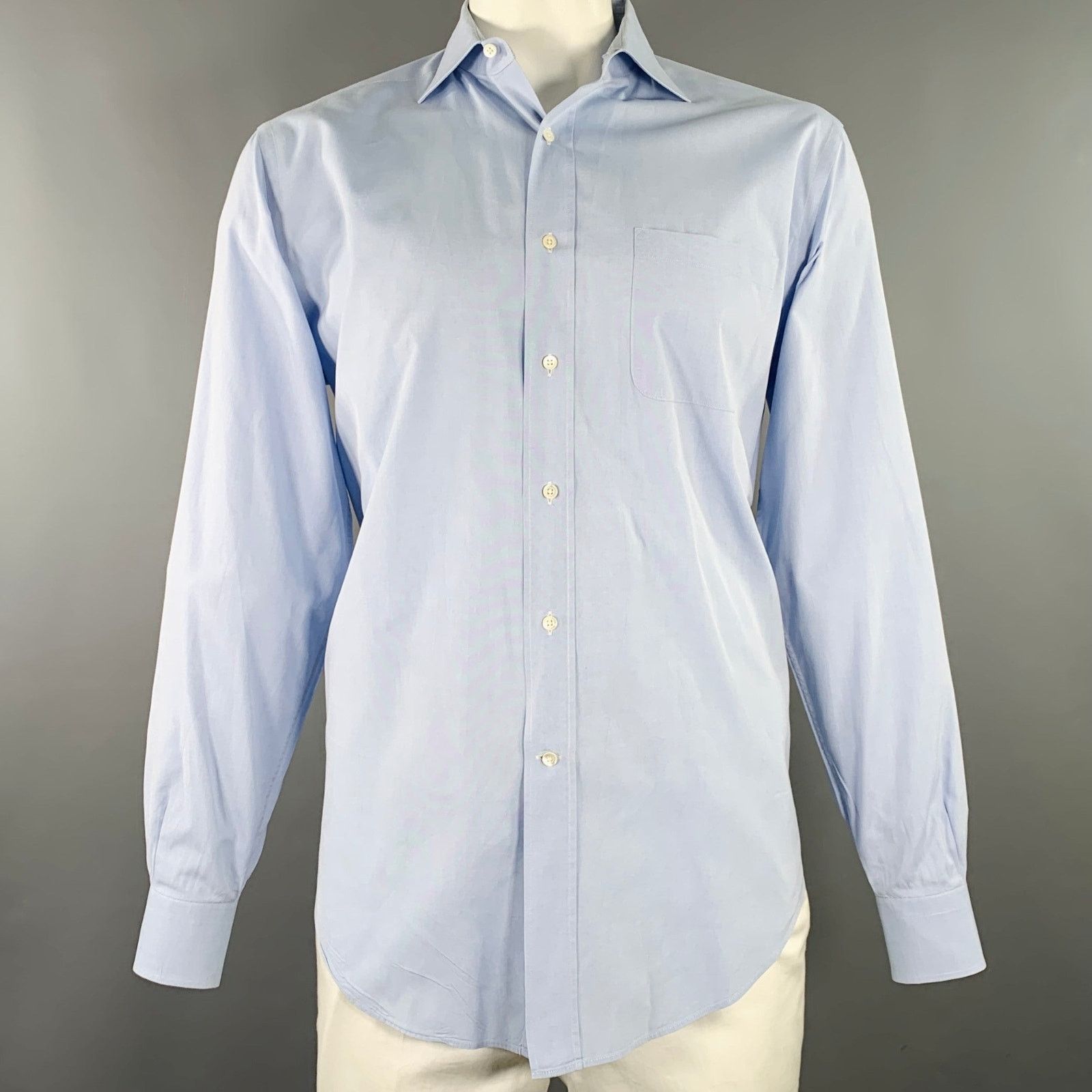 Breuer BREUER Size L Blue Cotton One Pocket Long Sleeve Shirt Size US L / EU 52-54 / 3 - 1 Thumbnail