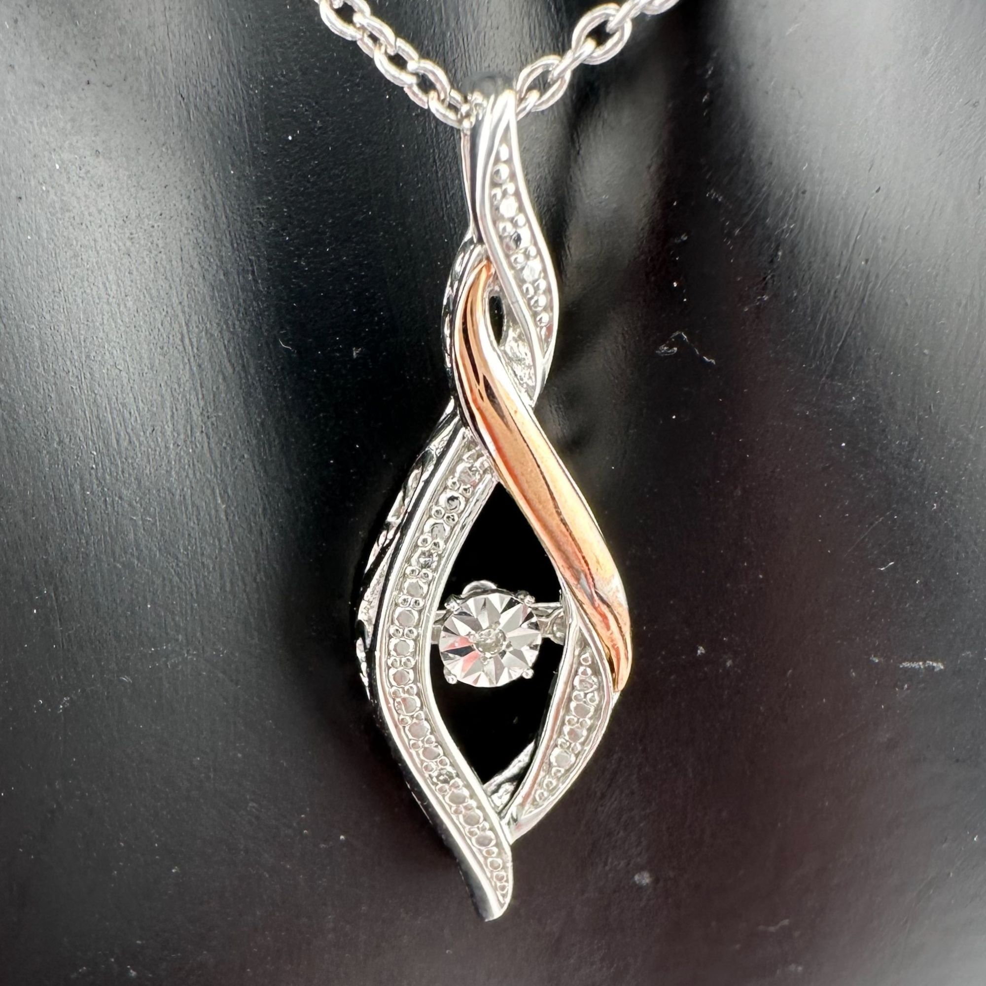 Other Twisted 10kt Rose Gold & Sterling Silver Diamond Necklace Size ONE SIZE - 1 Thumbnail
