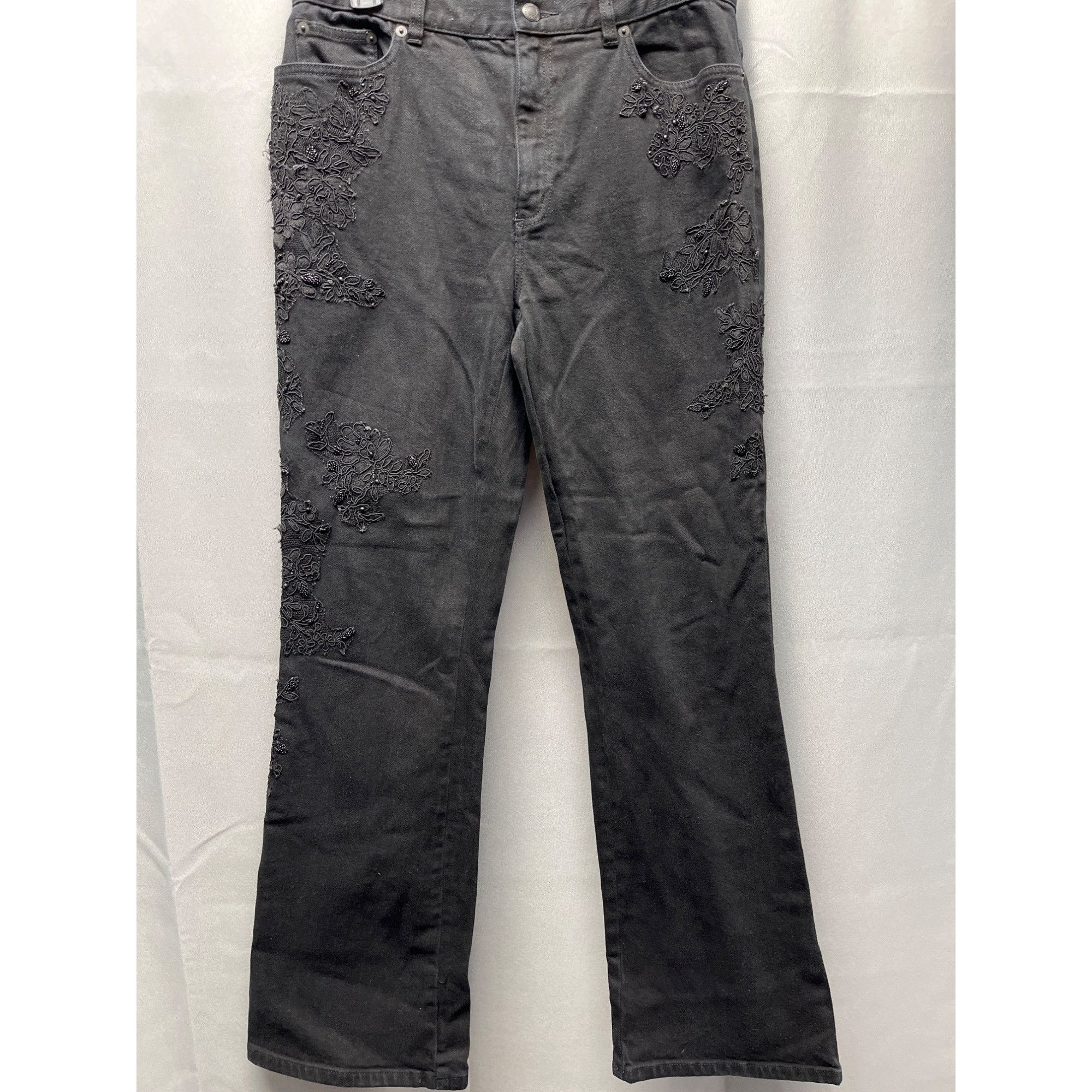Lauren Ralph Lauren Lauren Ralph Lauren Women's Black Jeans Lace Side trim Flare Size 30" / US 8 / IT 44 - 1 Thumbnail