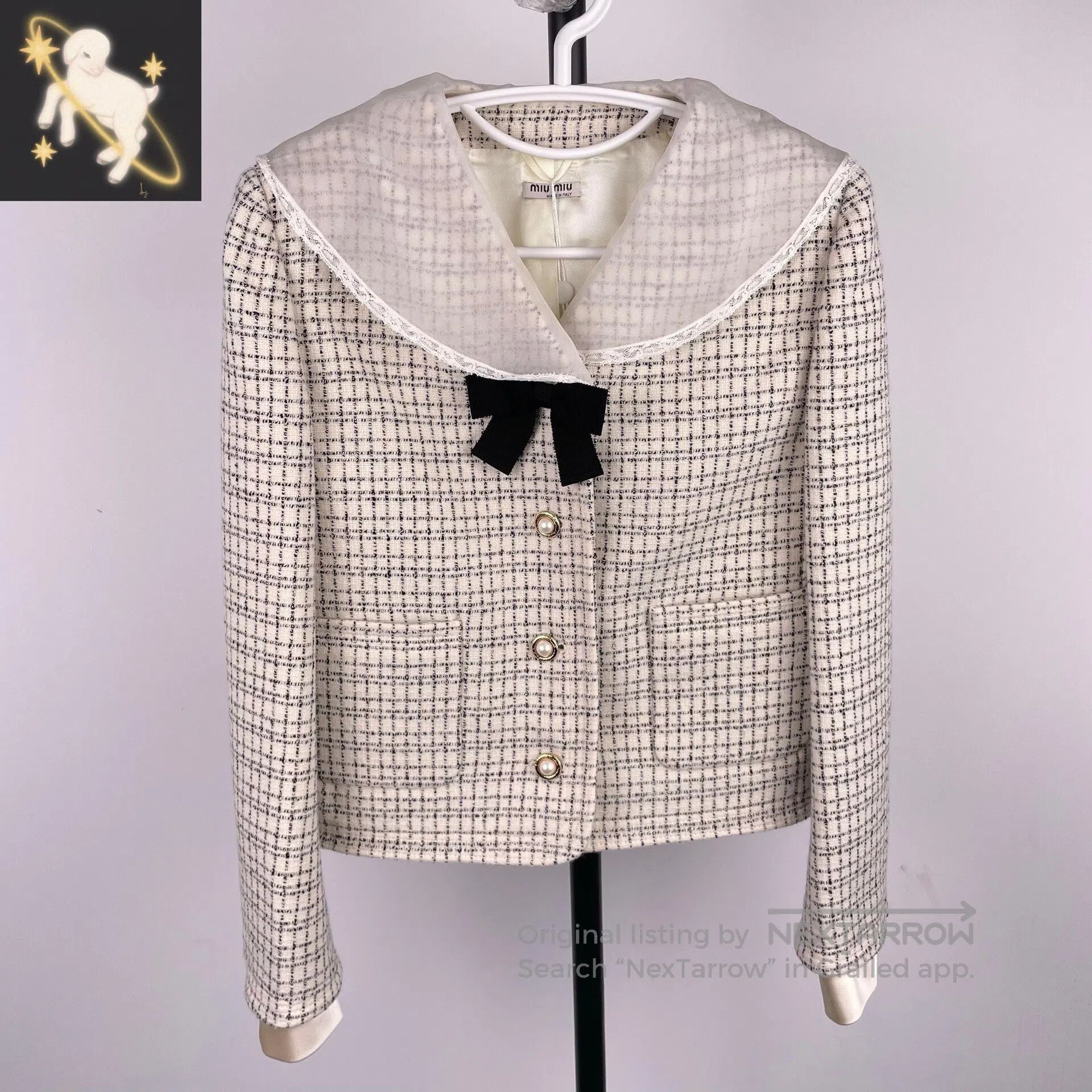 Miu Miu Miu Miu Plaid Bow Tweed Woven Jacket Size 36| Size XS / US 0-2 / IT 36-38 - 1 Thumbnail
