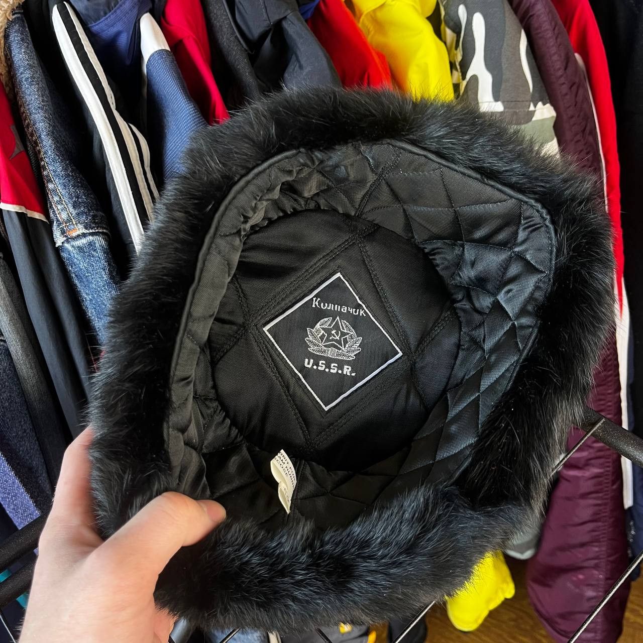 Vintage Vintage Real Rabbit Fur Ushanka Black Trapper Hat Size 59 Size ONE SIZE - 13 Thumbnail