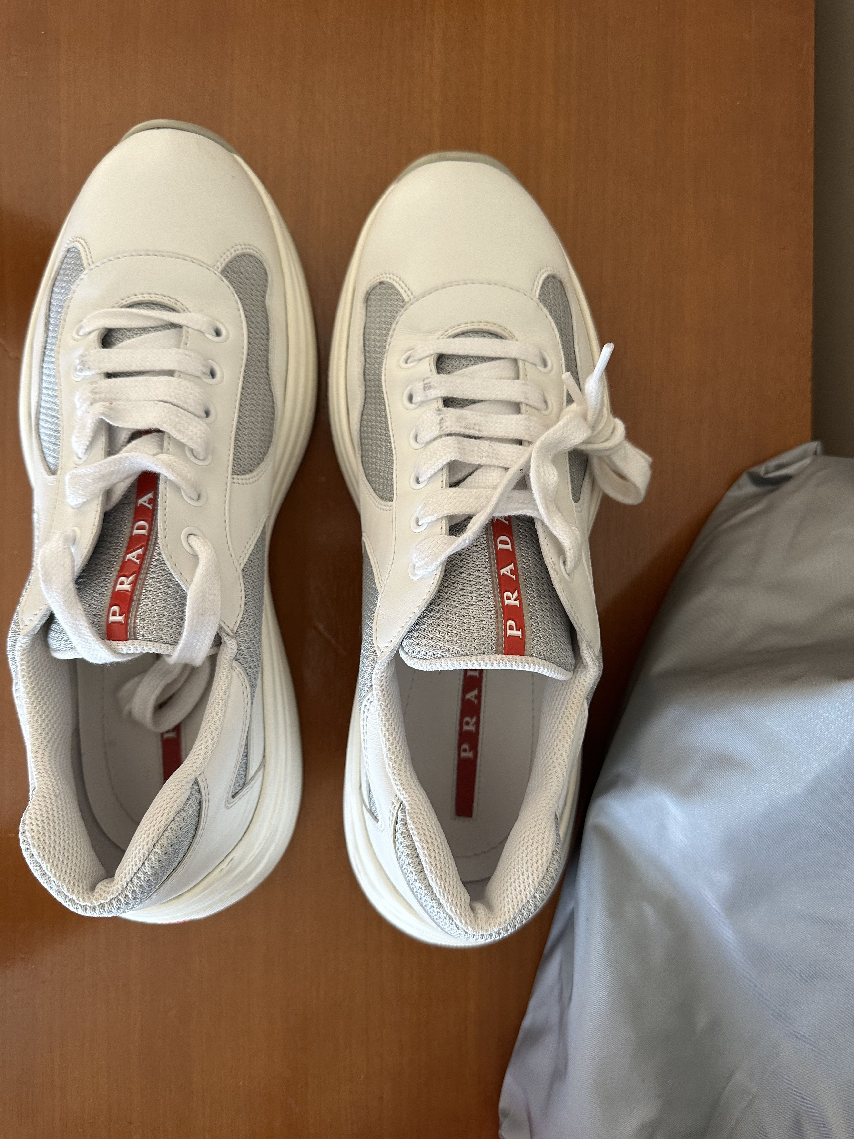 Prada Prada America’s Cup-Style Sneakers – White / Grey (4E3494) Size US 8.5 / EU 41-42 - 5 Thumbnail