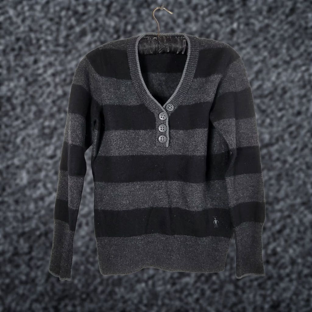 Smartwool SmartWool Women's Large Gray Merino Wool Stripe V-Neck Pullover Sweater Top Size L / US 10 / IT 46 - 1 Thumbnail