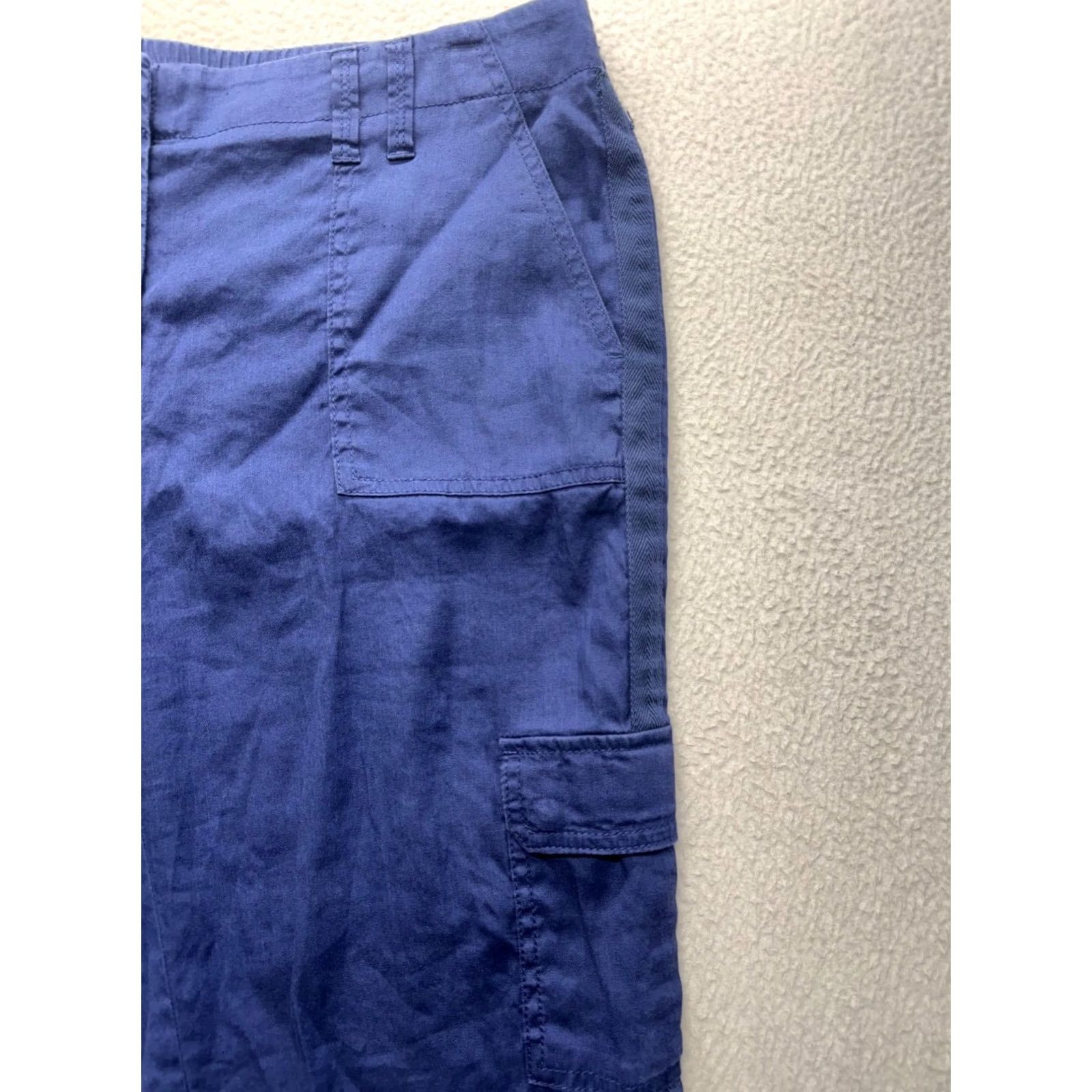Vintage Chicos Women's Pants Cargo Crop Linen-Blend Pocket 33in Waist 2 Blue Size 26" / US 2 / IT 38 - 3 Thumbnail