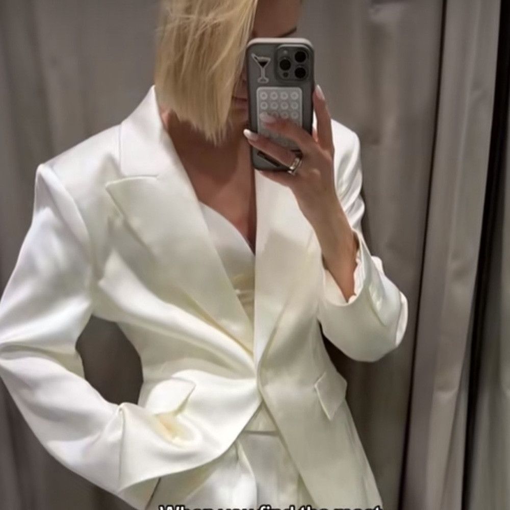 Zara ZARA OYSTER WHITE SATIN BLAZER Size M / US 6-8 / IT 42-44 - 6 Thumbnail