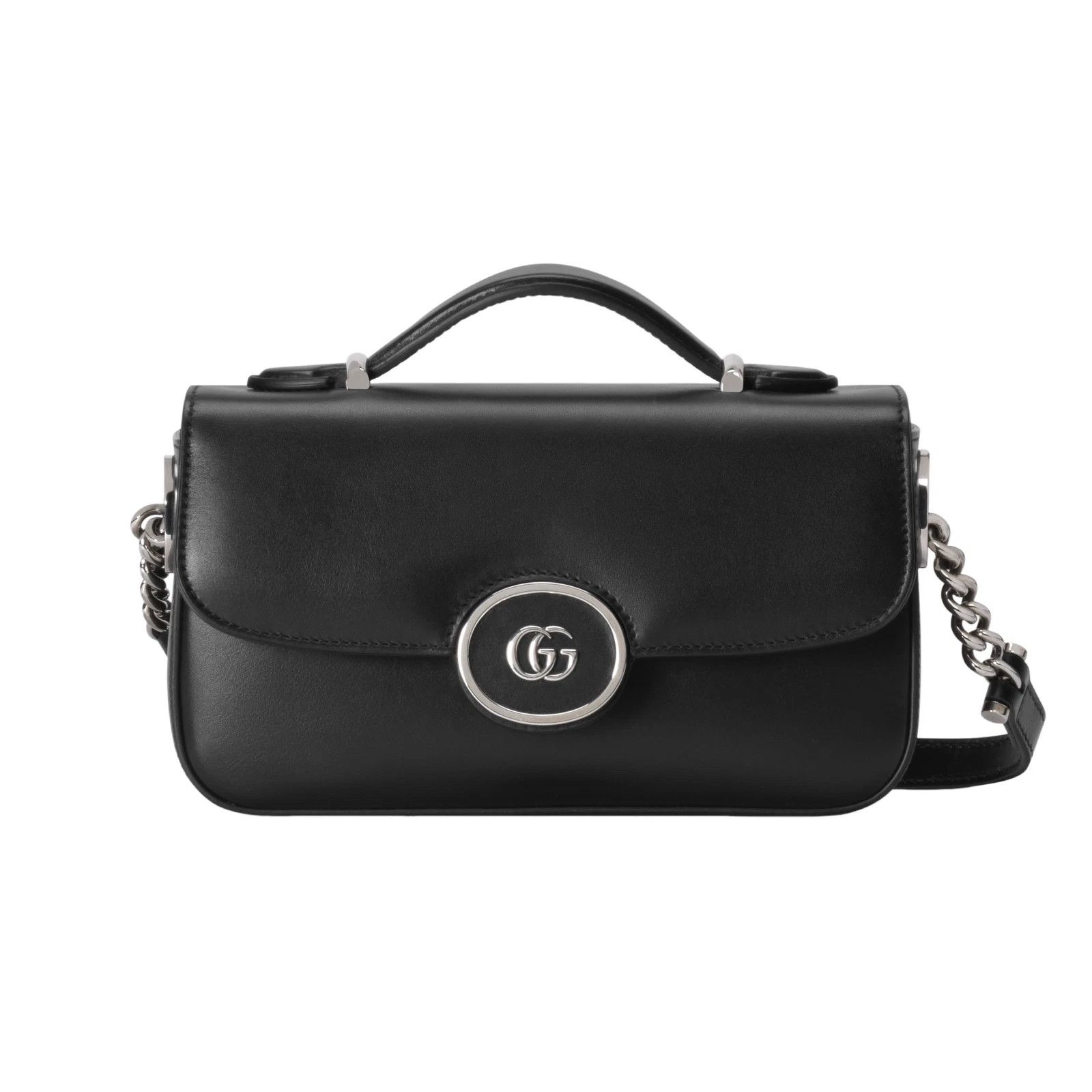 GUCCI Petite GG Mini Black Leather Shoulder Bag New Auth