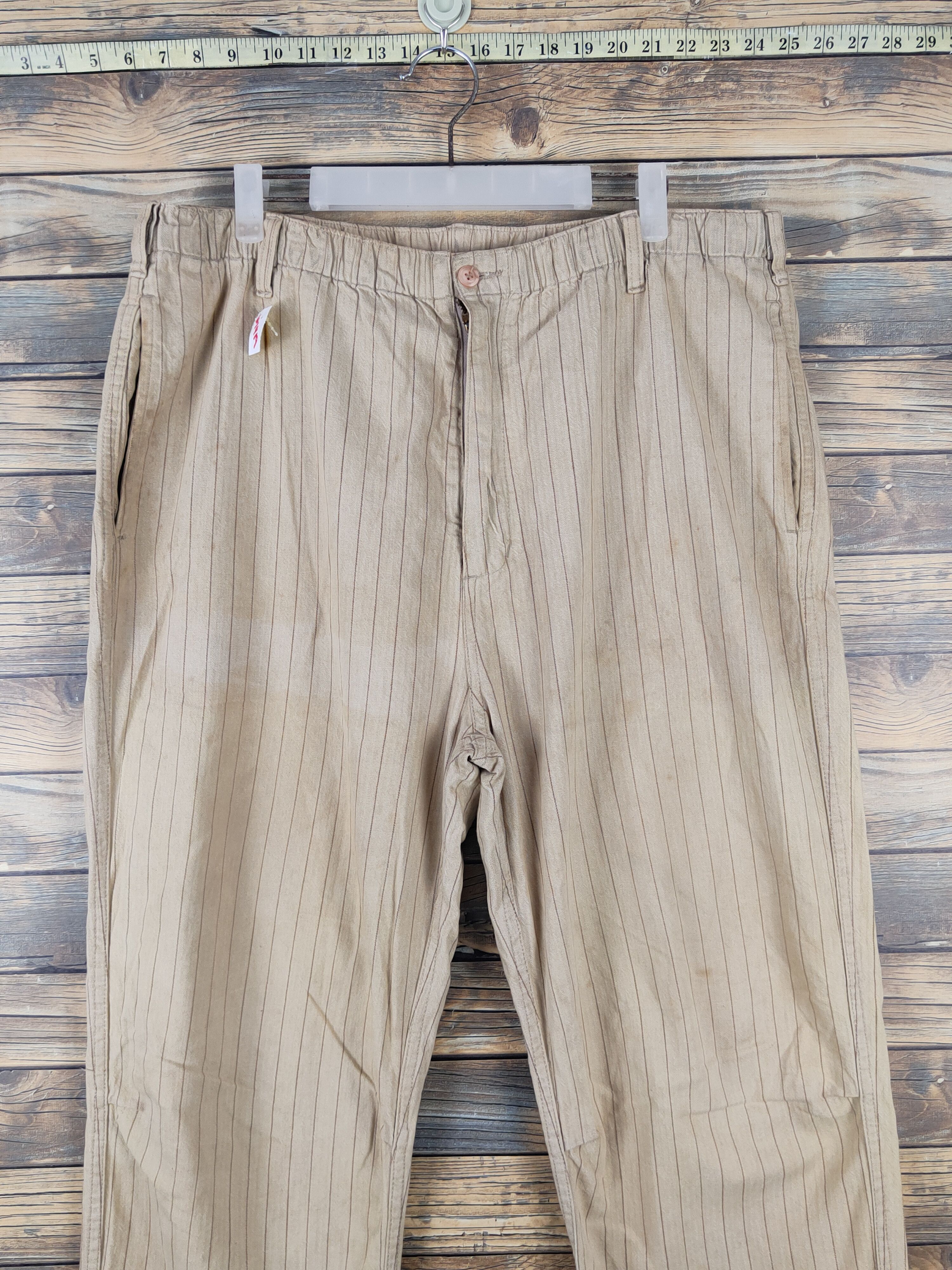 Japanese Brand × Vintage Thunder Storm Light Brown stripe vintage Casual Pants #W1419 Size US 37 - 2 Thumbnail