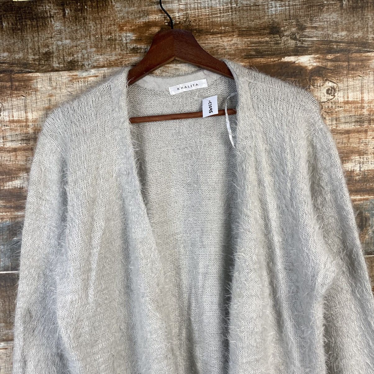 Homespun Knitwear DL Khalita Gray Cardigan Fur shaggy Knitwear #C1095 Size XL / US 12-14 / IT 48-50 - 4 Thumbnail