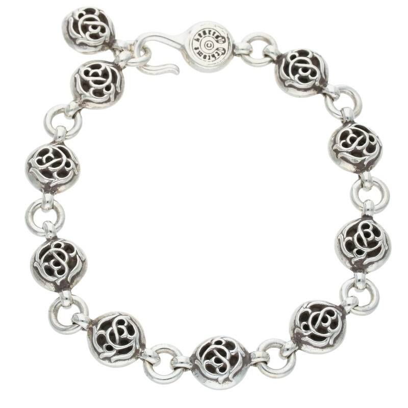 image of Chrome Hearts Floral Ball Bracelet in Silver, Men's