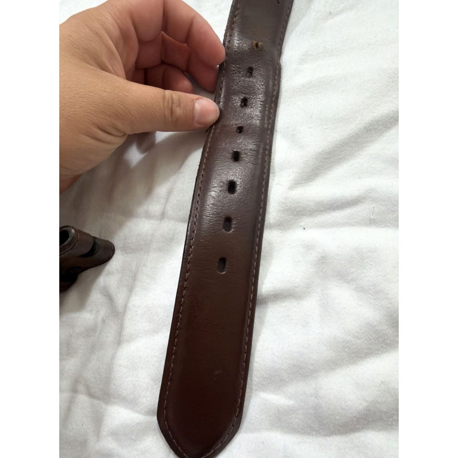 Vintage Unbranded Western Brown Leather Belt Size 40 Men Belt Brown Metal Accents Size 40 - 4 Thumbnail