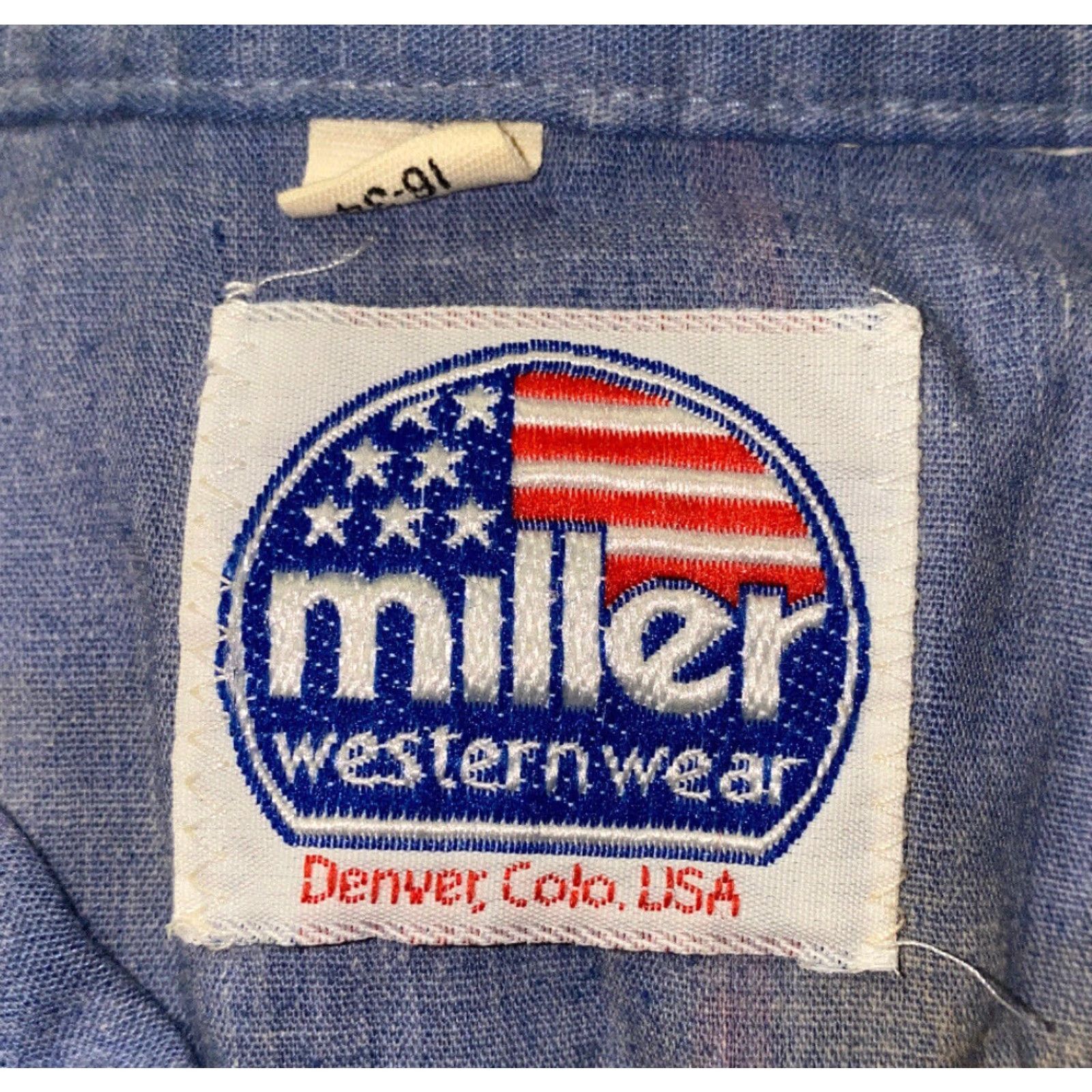 Vintage VINTAGE Miller Westernwear Blue Button-Up Long Sleeve Shirt Adult Medium Mens Size US M / EU 48-50 / 2 - 6 Thumbnail