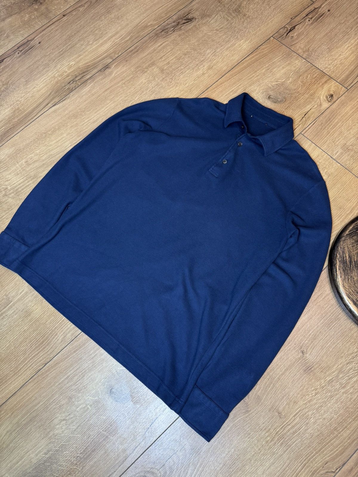 Loro Piana Cotton Polo Long Sleeve Navy Shirt Italy Knit