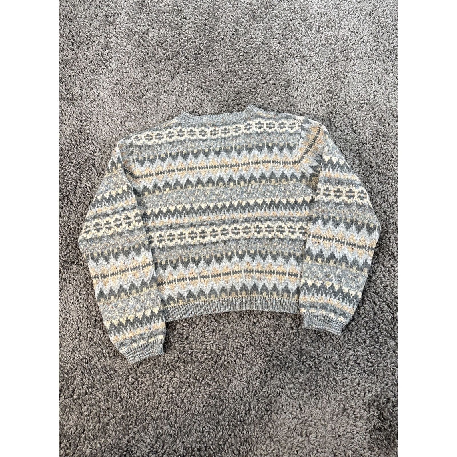 Esprit VINTAGE Esprit Sweater Womens S Gray Wool Blend Fair Isle Chunky-Knit V-Neck 90s Pullover Mens? Size S / US 4 / IT 40 - 5 Thumbnail
