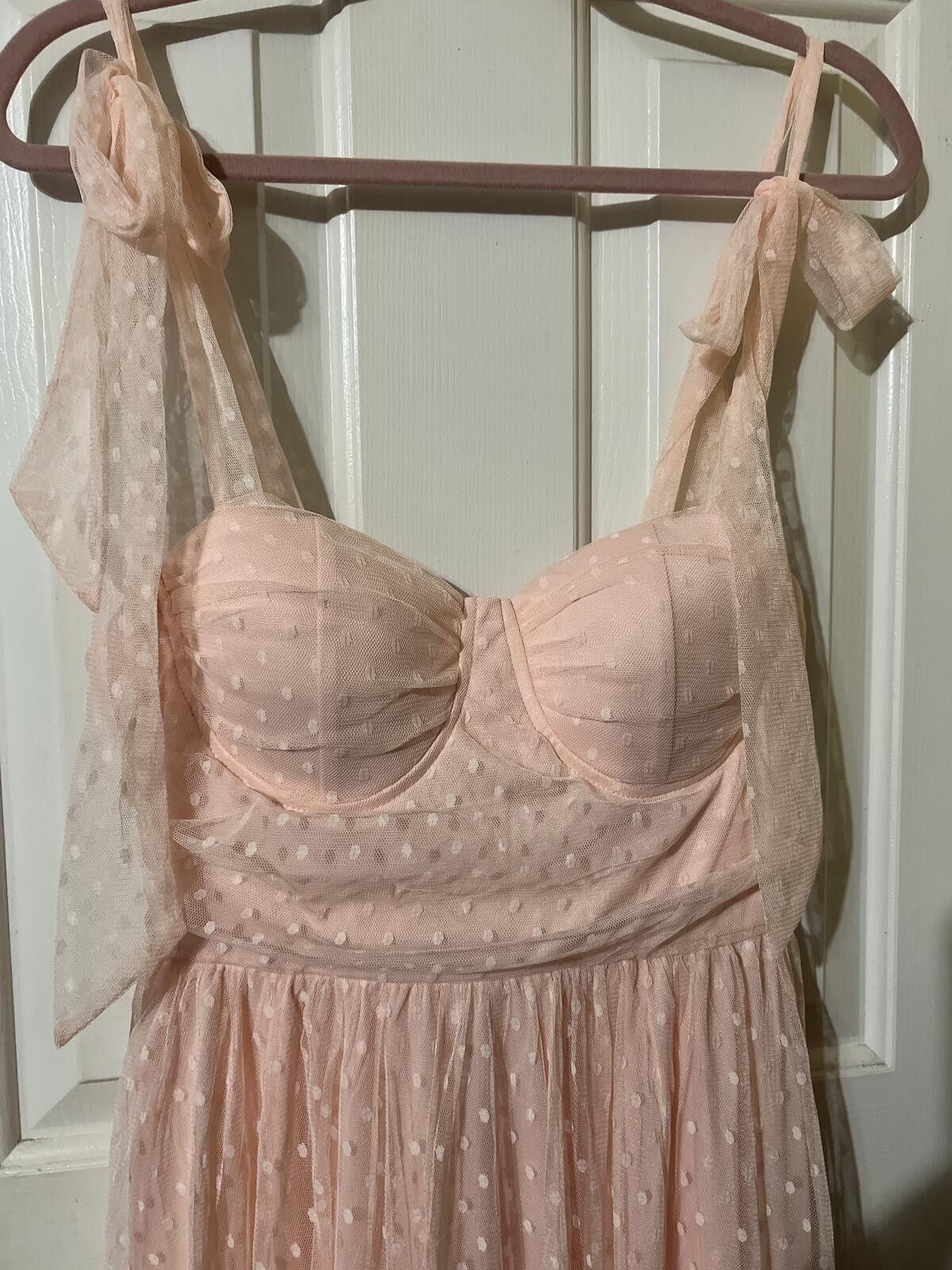 Other Elegant Light Pink Midi Dress with Bow Shoulder Straps XL Size XL / US 12-14 / IT 48-50 - 6 Thumbnail