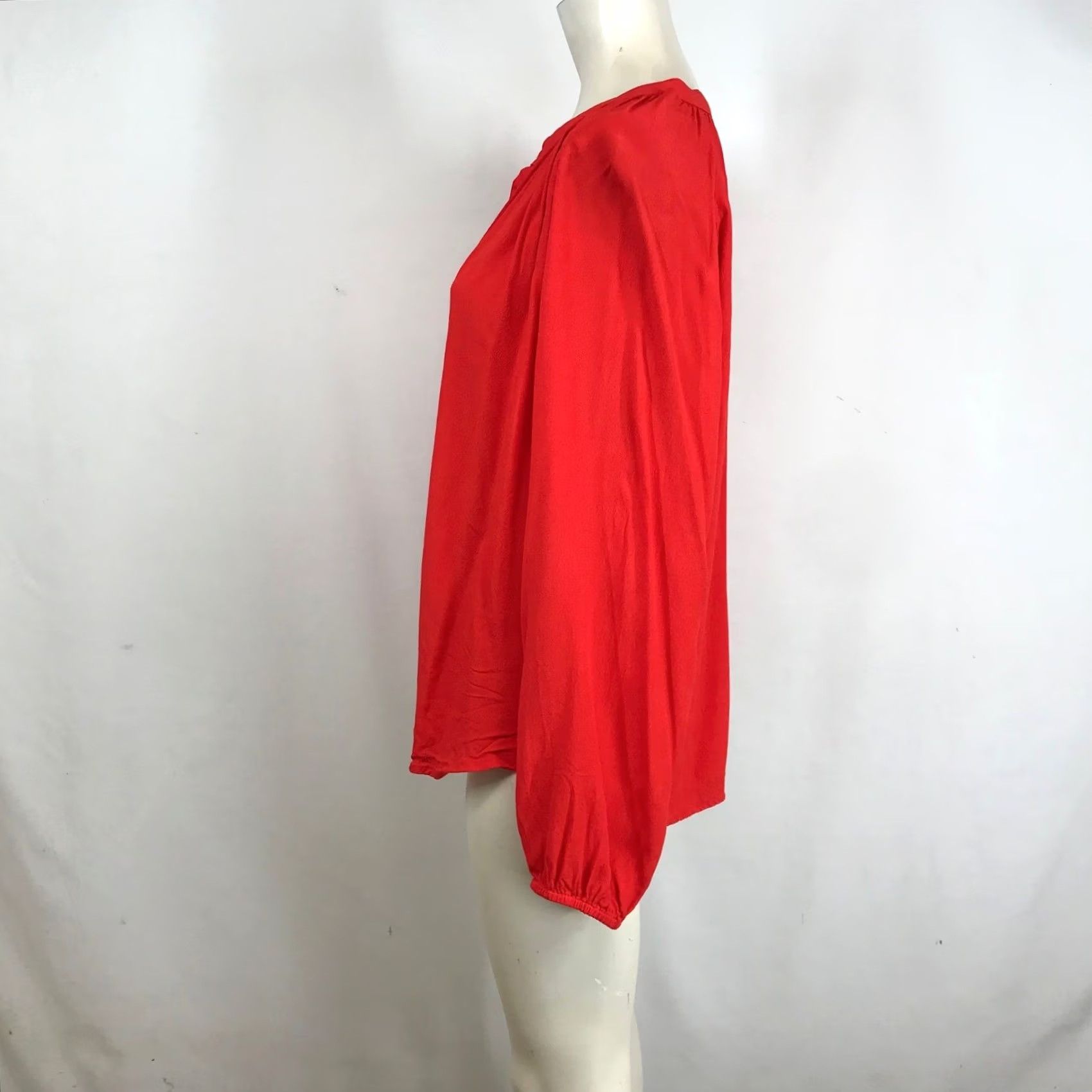 J.Crew J.Crew Womens XL Red Long Sleeve Henley Blouse Button Front Viscose Top Size XL / US 12-14 / IT 48-50 - 6 Thumbnail