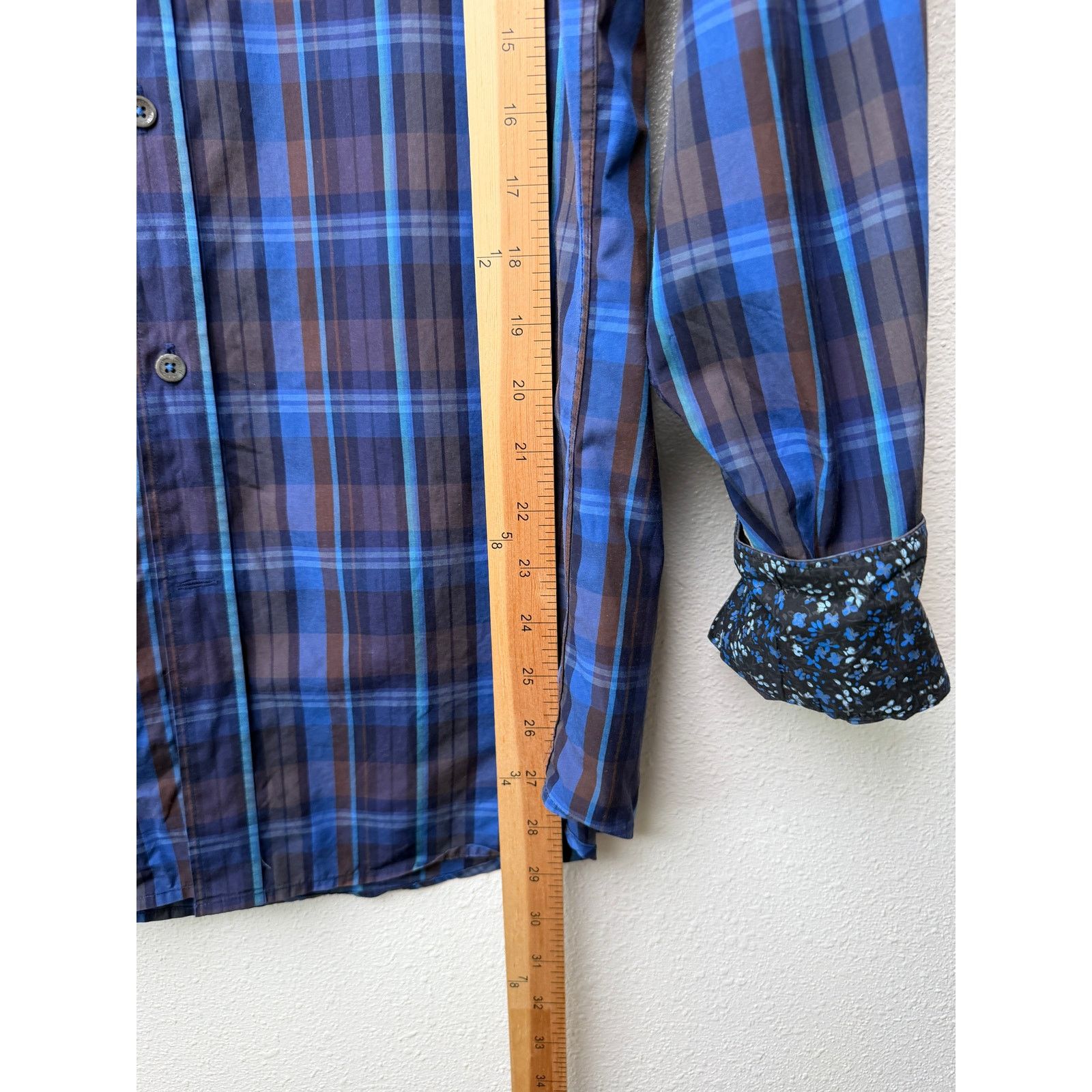 BUGATCHI Bugatchi Plaid Button Front Shirt Blue Brown Gray Men’s L Size US L / EU 52-54 / 3 - 14 Thumbnail