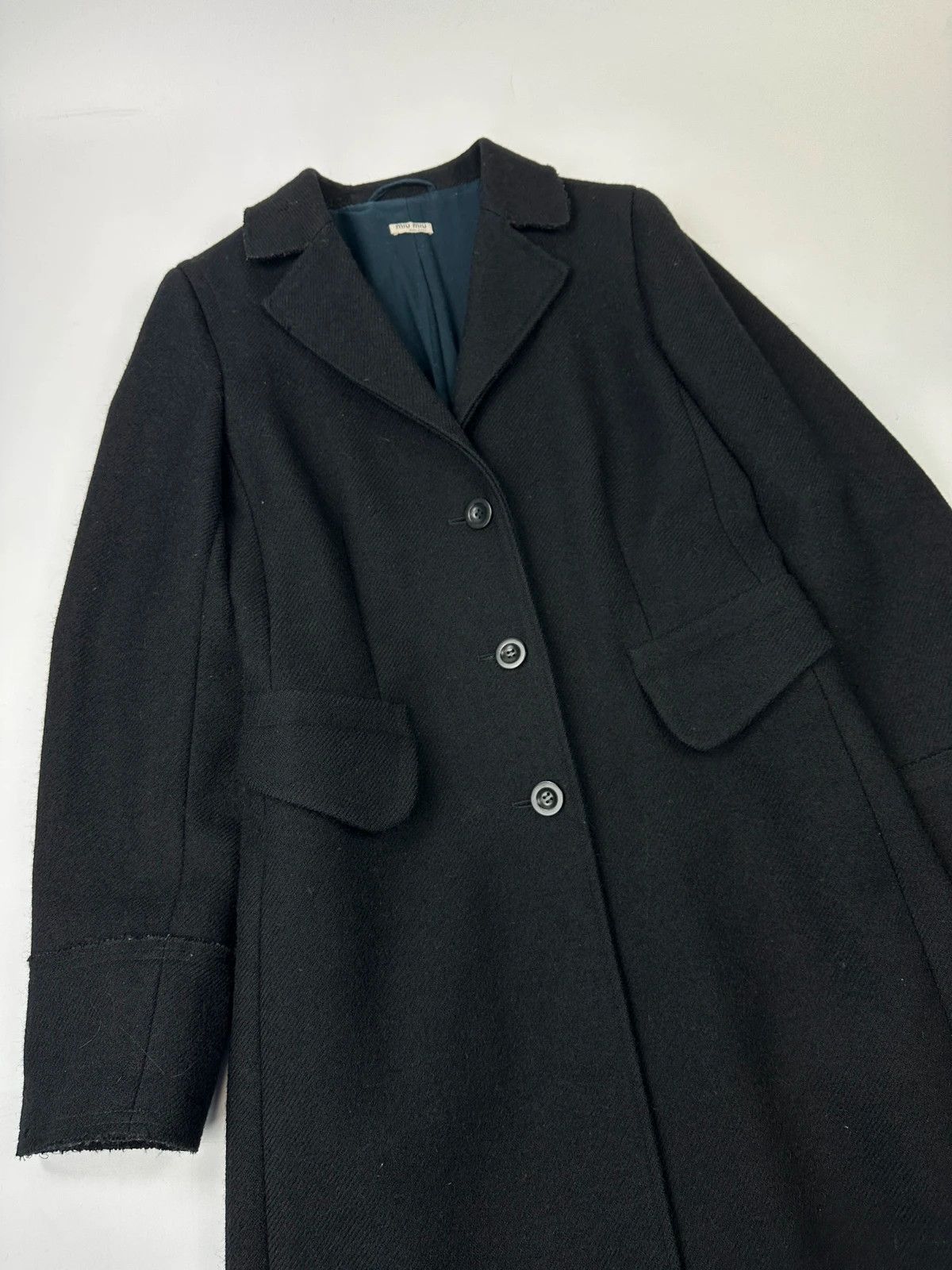 Miu Miu Miu Miu FW00-05 Black Wool & Mohair Long Trench Coat Size L / US 10 / IT 46 - 3 Thumbnail