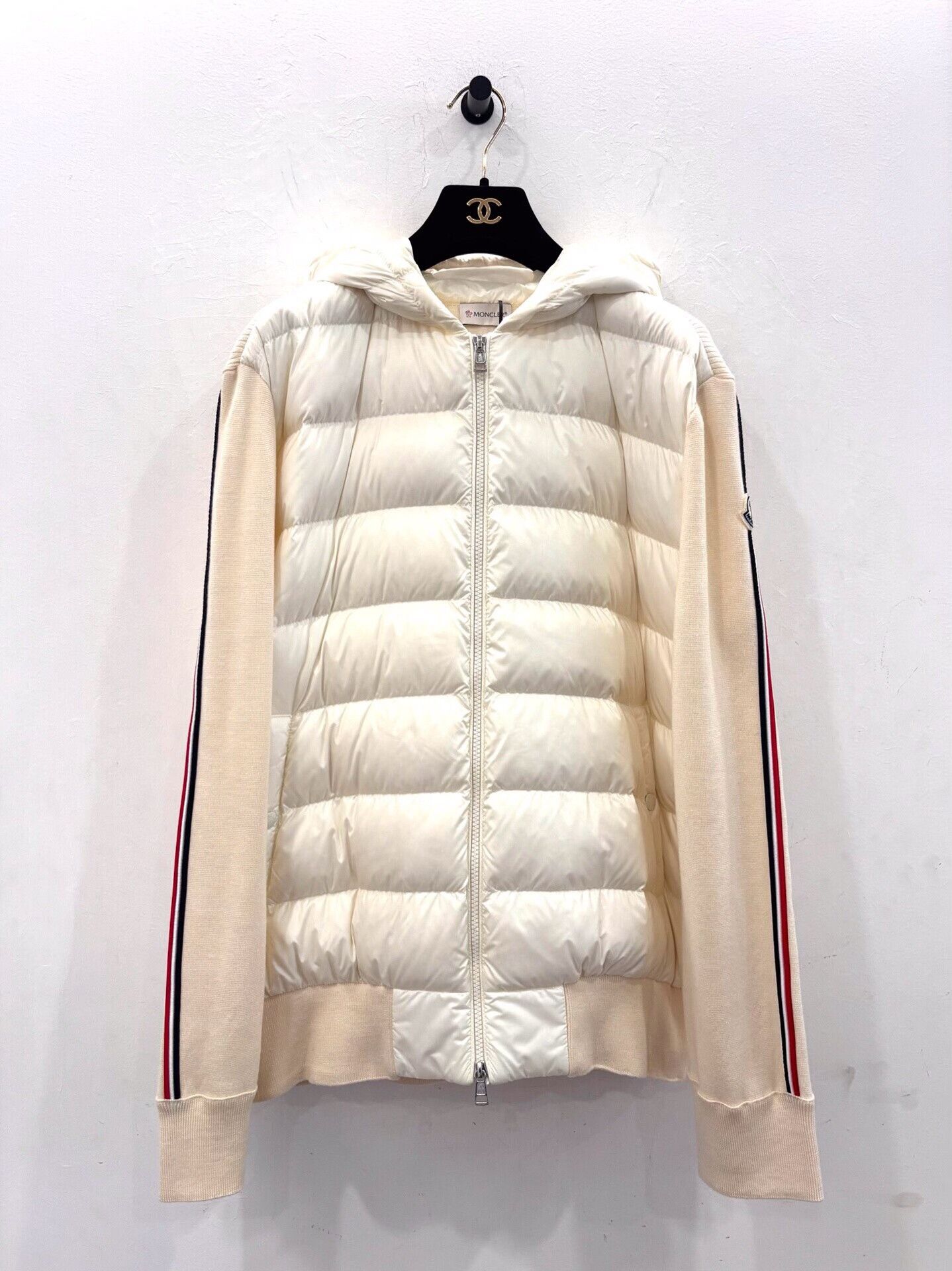 Moncler Moncler Men's White Knit Padded Jacket Size US XL / EU 56 / 4 - 1 Thumbnail