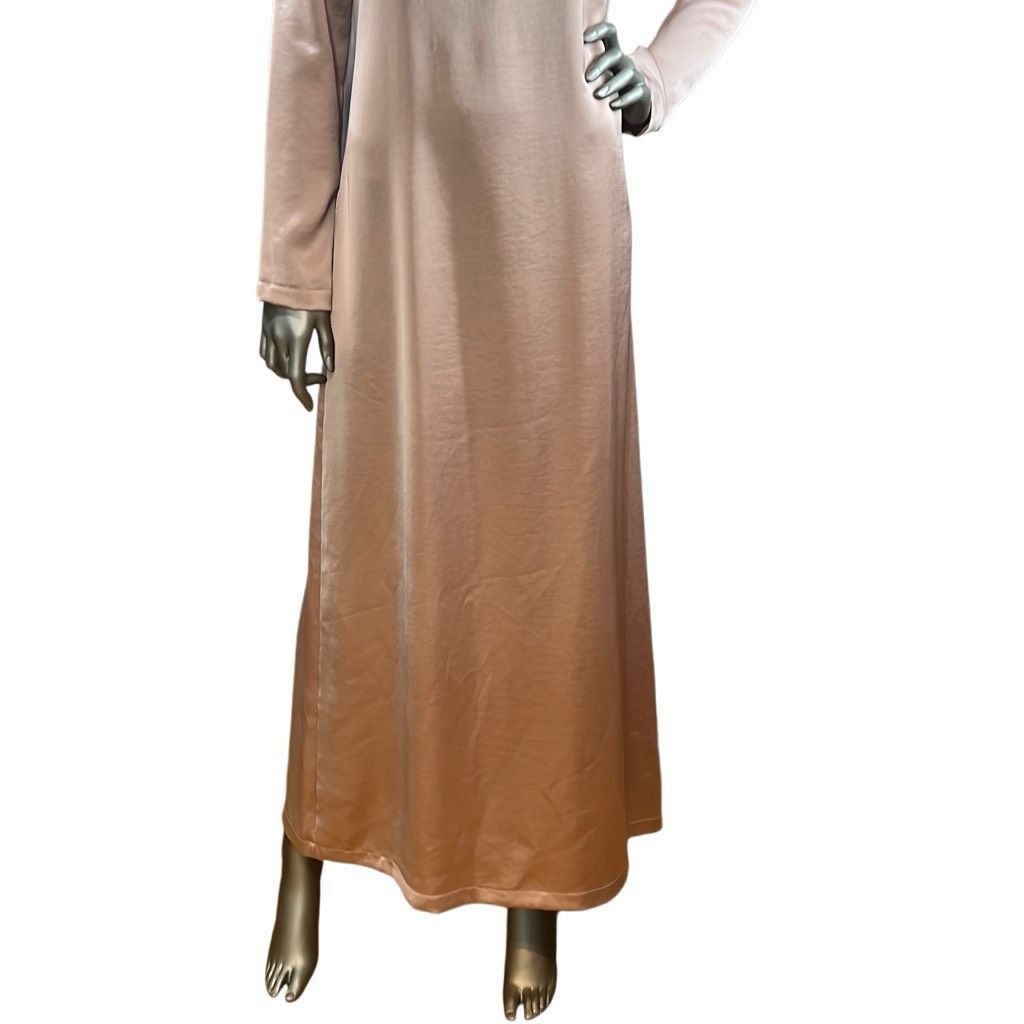Blush NWT SOALLURE Satin Blush Long Trapeze Dress (004) Size M / US 6-8 / IT 42-44 - 6 Thumbnail