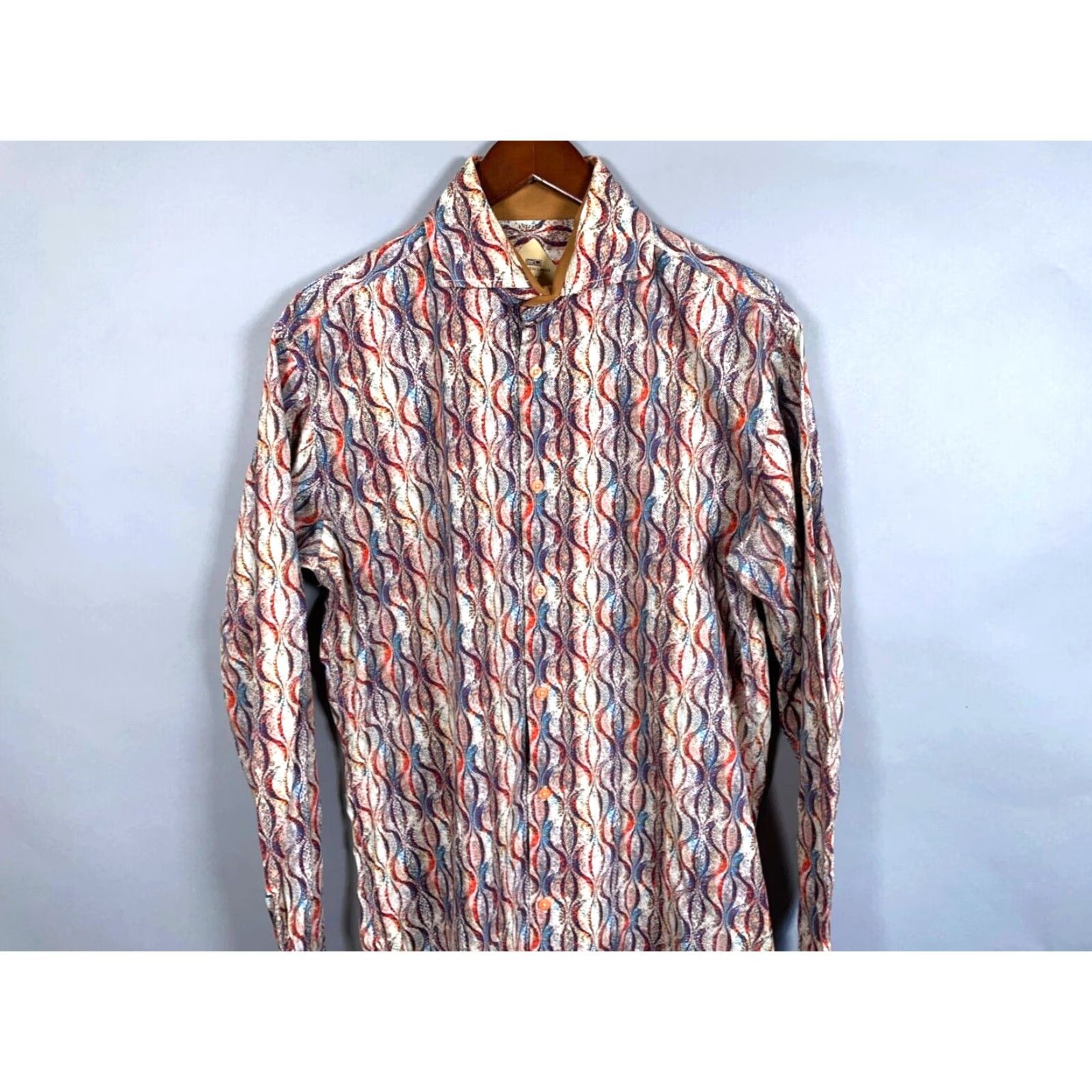 Steven Alan Steven Land Multicolor Geometric Pattern Long Sleeve Button-Up Shirt Adult Large Tall Mens Size US L / EU 52-54 / 3 - 3 Thumbnail