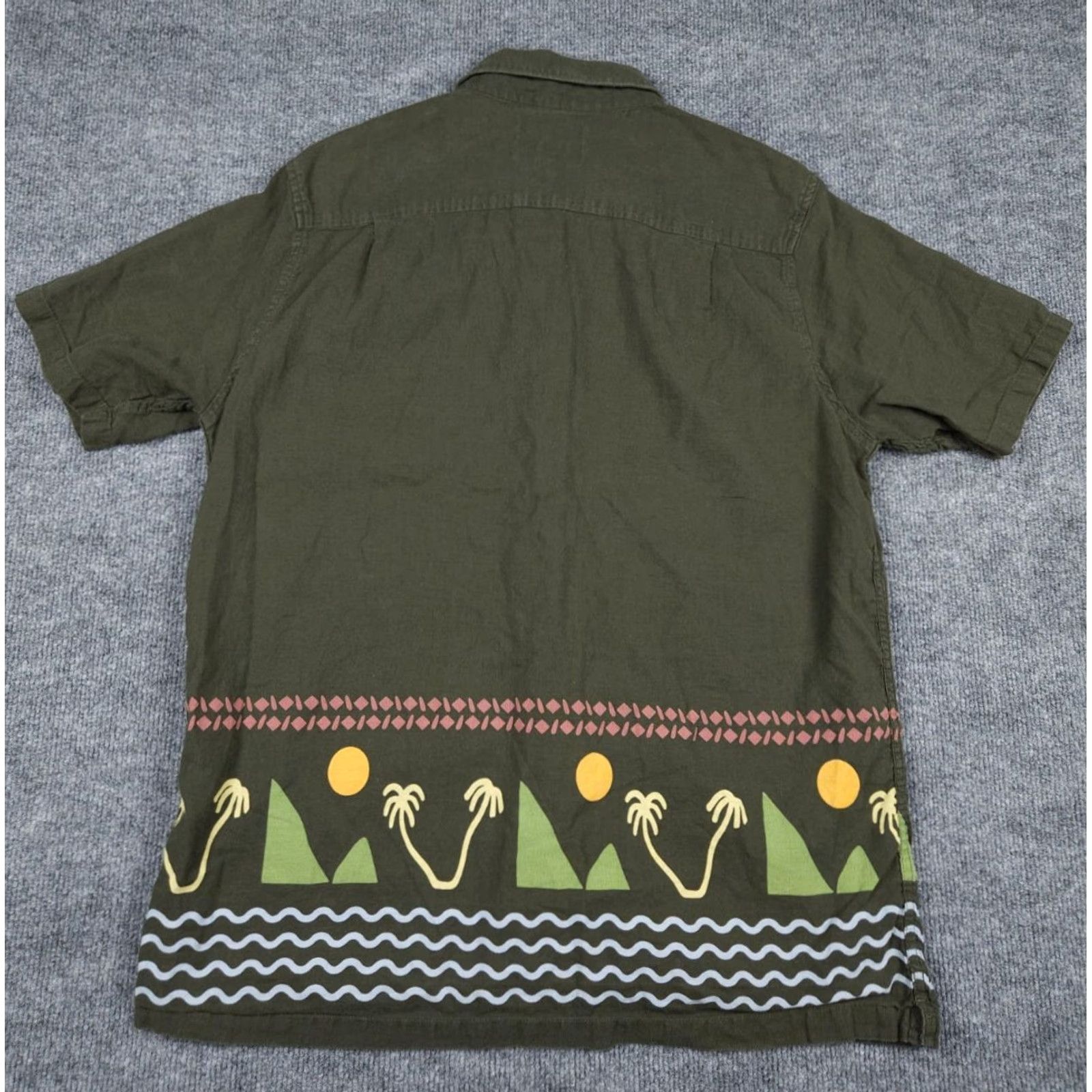 Roark Roark Button-Up Shirt Men's L Classic Green Cotton Linen Blend Graphic Shirt Size US L / EU 52-54 / 3 - 4 Thumbnail
