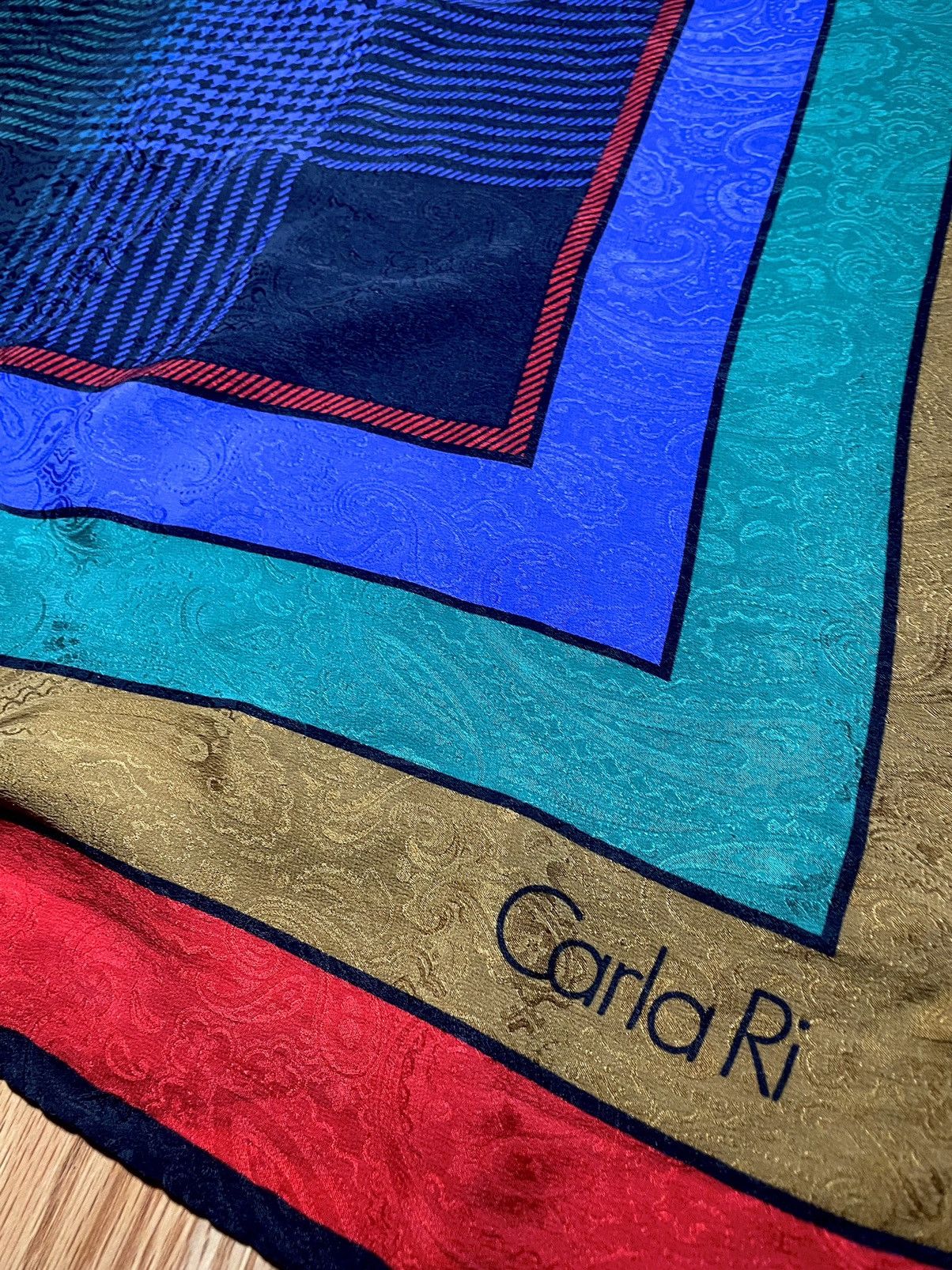 Vintage Carla Ri Vintage France Jacquard Large Silk Scarf Size ONE SIZE - 4 Thumbnail