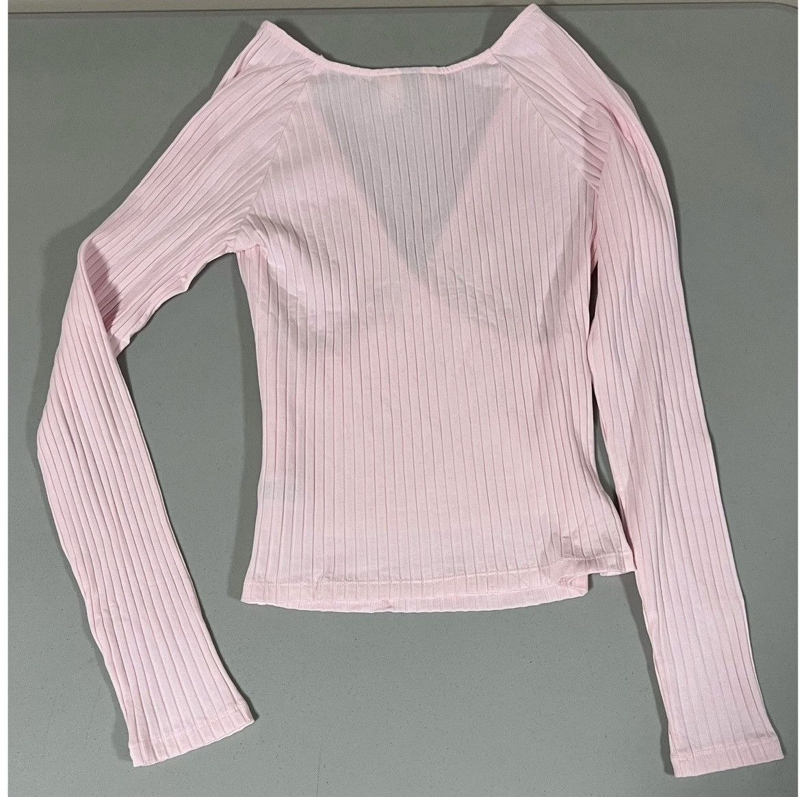 Japanese Brand Pink Pastel V-Neck Long Sleeve Shirt Top Blouse Tee XS 🎀✨ Size XS / US 0-2 / IT 36-38 - 4 Thumbnail