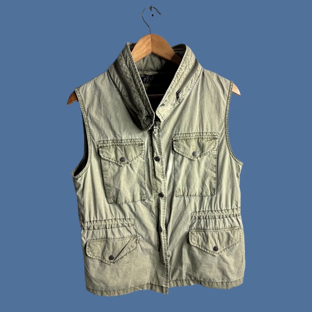 Levi's Levi's Vest Womens Small Green Utility Snap Front Pockets Floral Lined Size S / US 4 / IT 40 - 1 Thumbnail