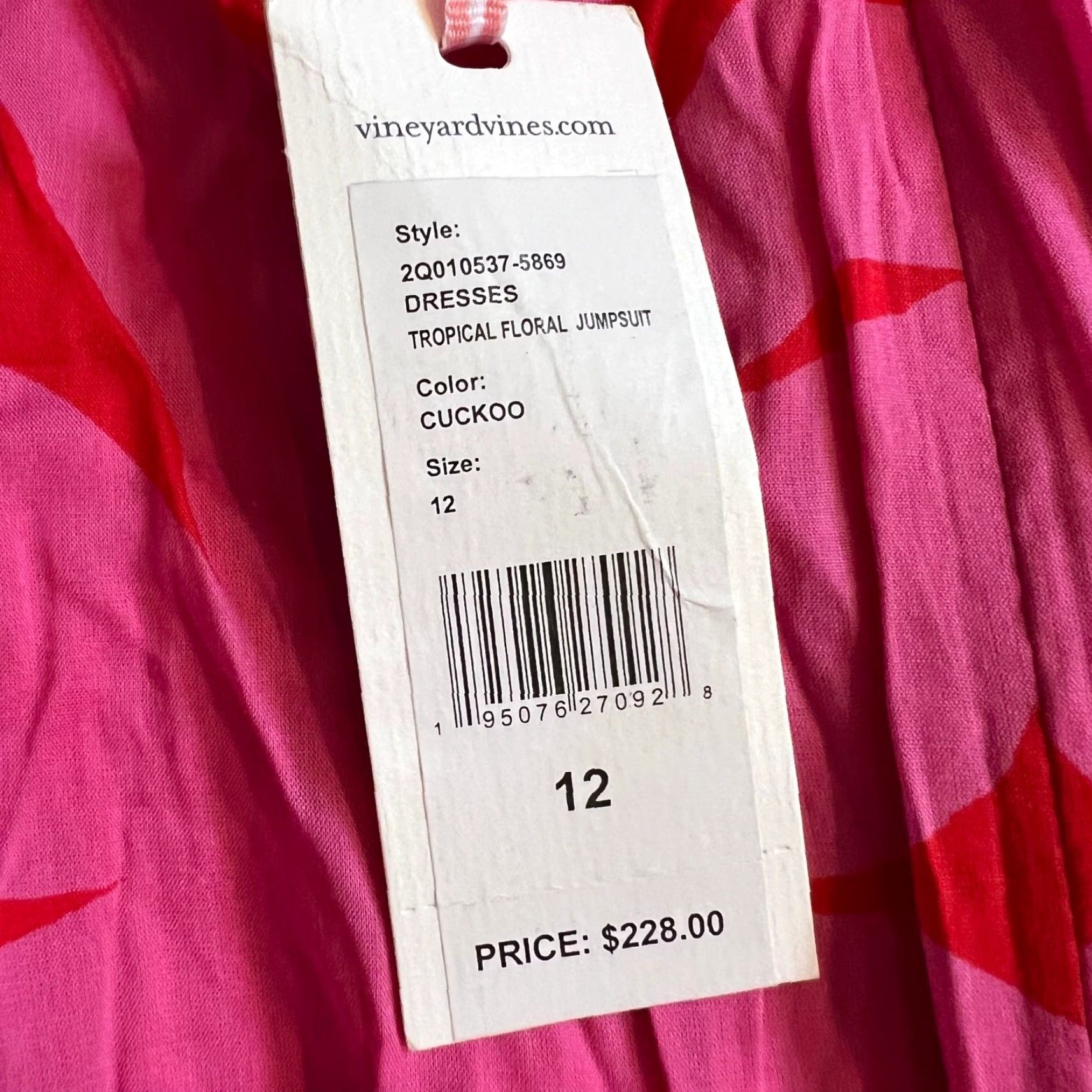 Vineyard Vines Vineyard Vines Jumpsuit Womens 12 Tropical Floral Eomper Wide Leg Vacation Pink Womens Size 12 Pink One-Piece Fashion Dress? Size 34" / US 12 / IT 48 - 5 Thumbnail