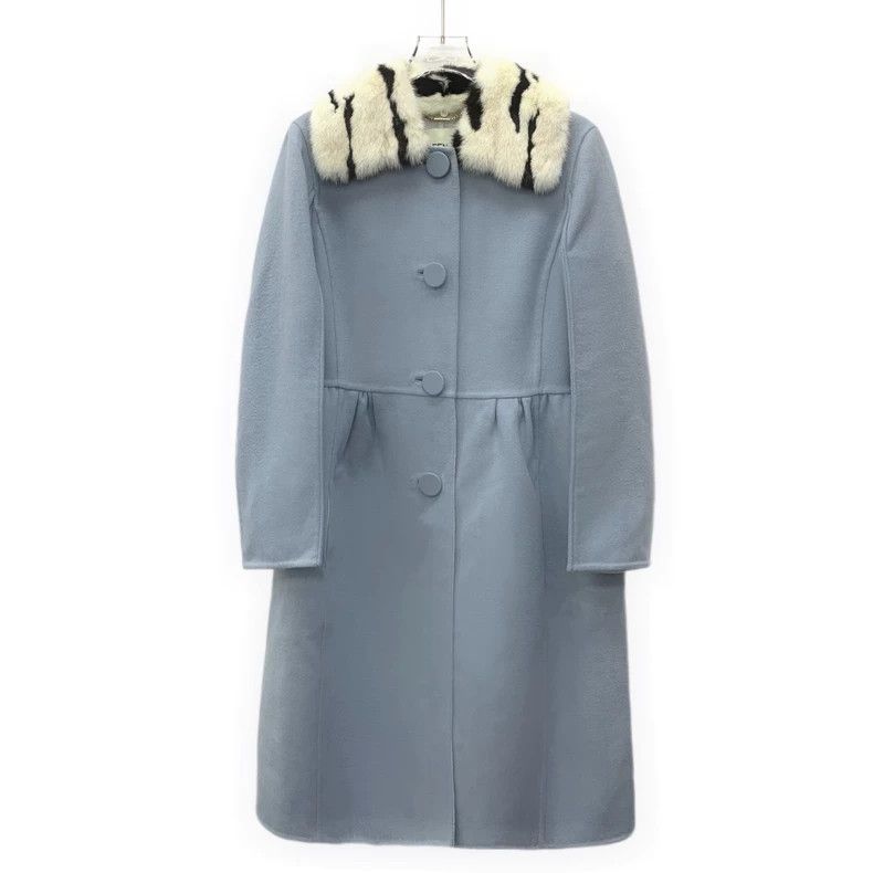 Fendi FENDI Light blue wool collar single-breasted long-sleeve c Size XXS / US 00 / IT 34 - 1 Thumbnail