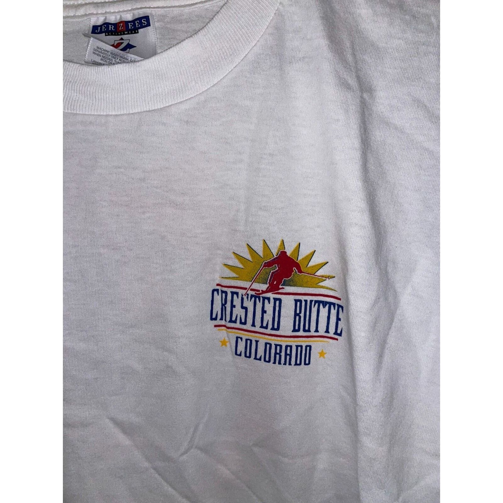 Jerzees 90s Crested Butte CO Alpine Ski Skiing White Shirt VTG L Size US L / EU 52-54 / 3 - 3 Thumbnail