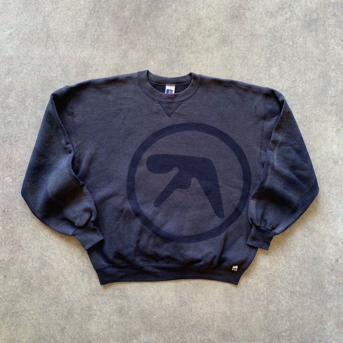 Vintage 1990s Sunfaded Aphex Twin Logo Russell Athletic Sweatshirt | Grailed