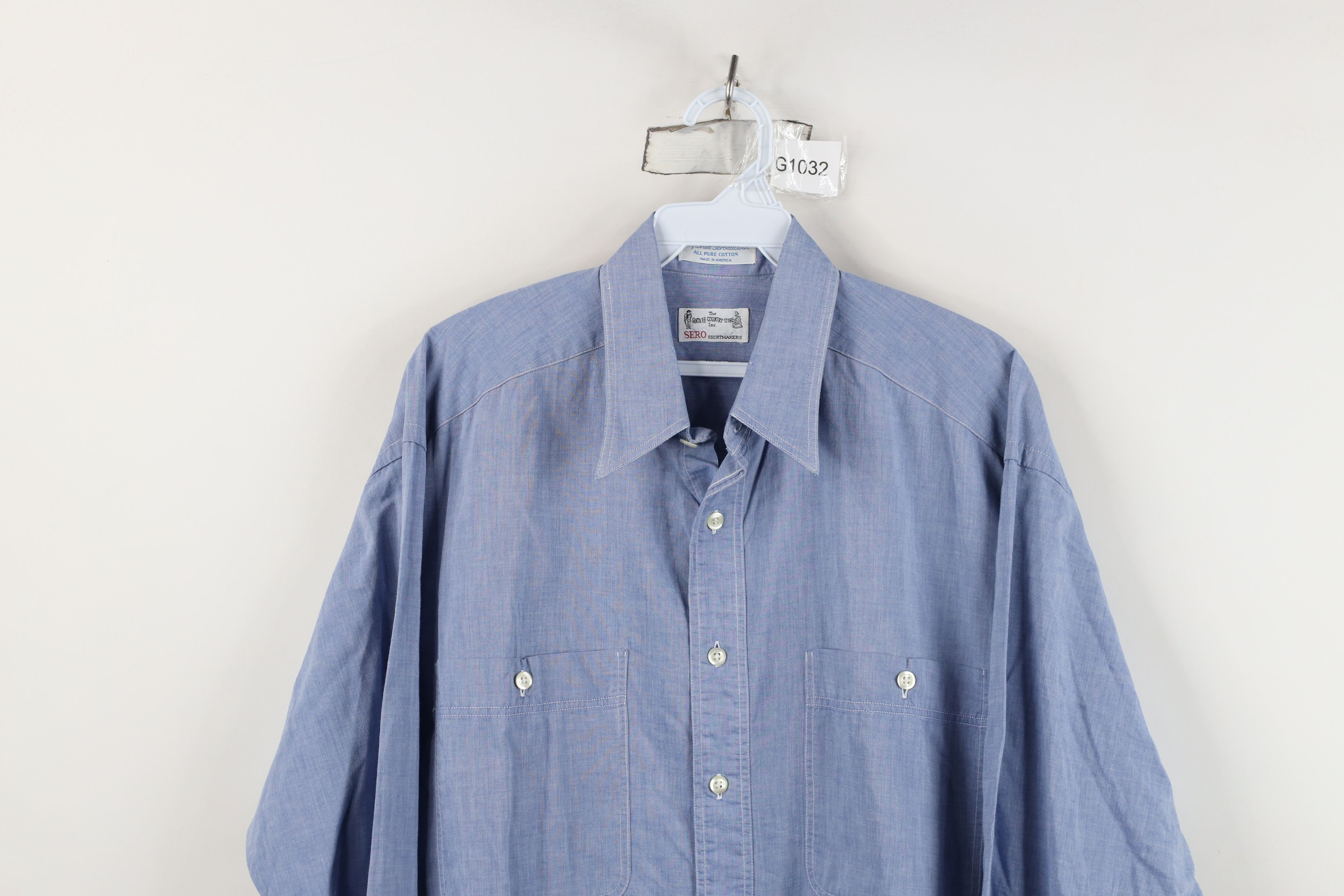 Vintage Vintage 60s Streetwear Broadcloth Chambray Button Shirt USA Size US M / EU 48-50 / 2 - 2 Thumbnail