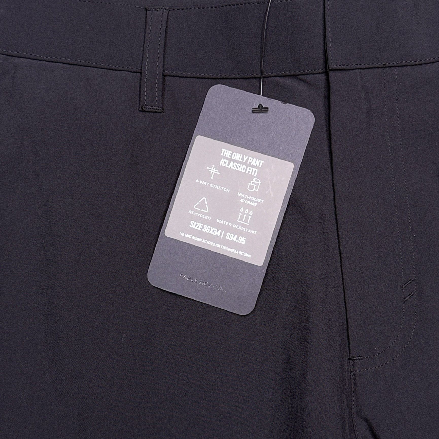 Fabletics Fabletics Mens Pants 36 Black Chino Flat Front Zip Pocket Tapered Classic Stretch 34 Inseam New Size US 36 / EU 52 - 4 Thumbnail