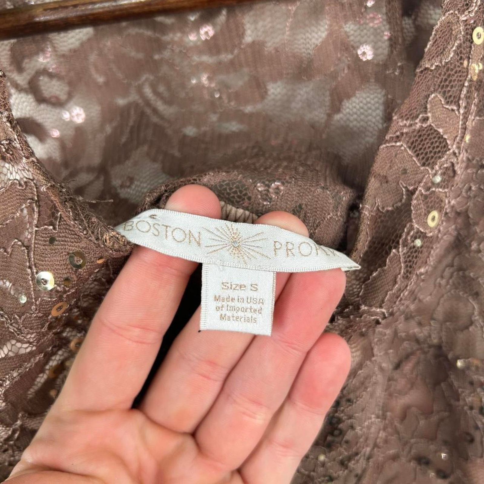 Boston Proper Vintage 90’s Brown Sparkly Lace Halter Going Out Top Small Size S / US 4 / IT 40 - 6 Thumbnail
