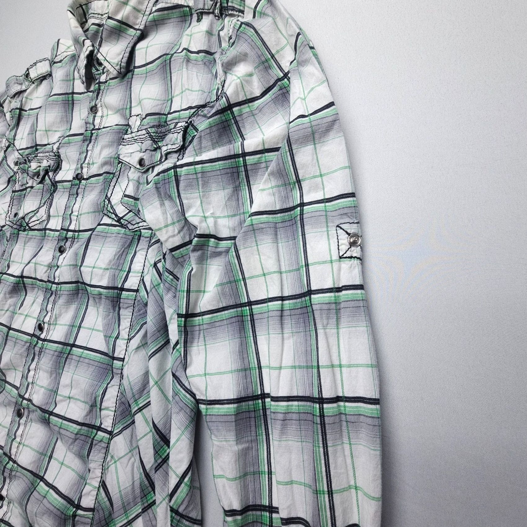 Vintage Buckle Pearl Snap Western Shirt Mens 2XL Green Plaid Athletic Fit Rodeo Size US XXL / EU 58 / 5 - 7 Thumbnail