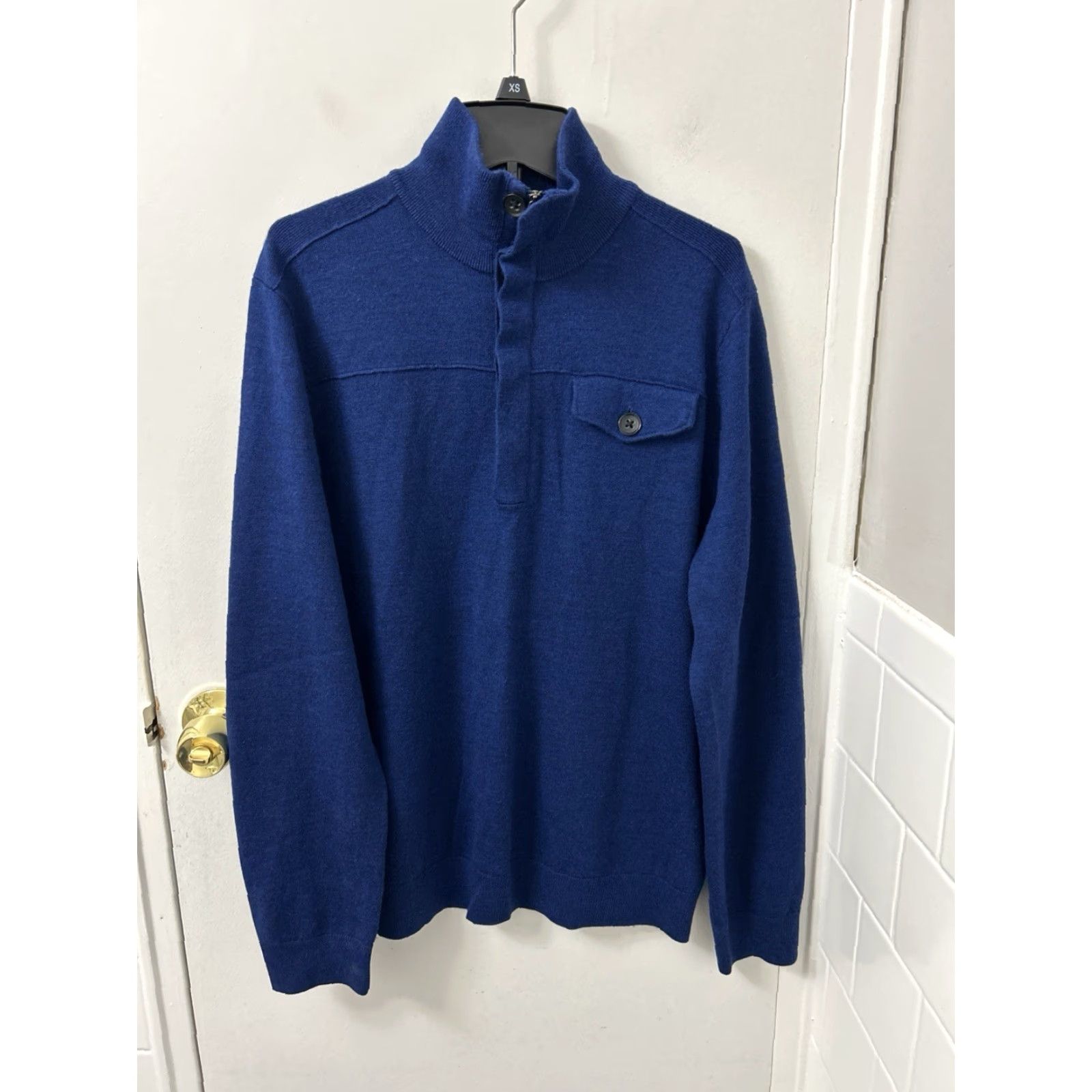 Banana Republic VINTAGE Banana Republic Sweater Mens M Blue 100% Merino Wool 1/4 Zip Pullover L/S Mens Size US M / EU 48-50 / 2 - 2 Thumbnail