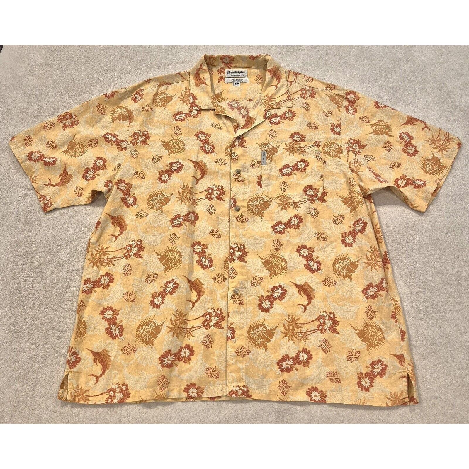 Columbia Columbia Shirt XXL Button Up Orange Linen Marlin Print Size US XXL / EU 58 / 5 - 2 Thumbnail