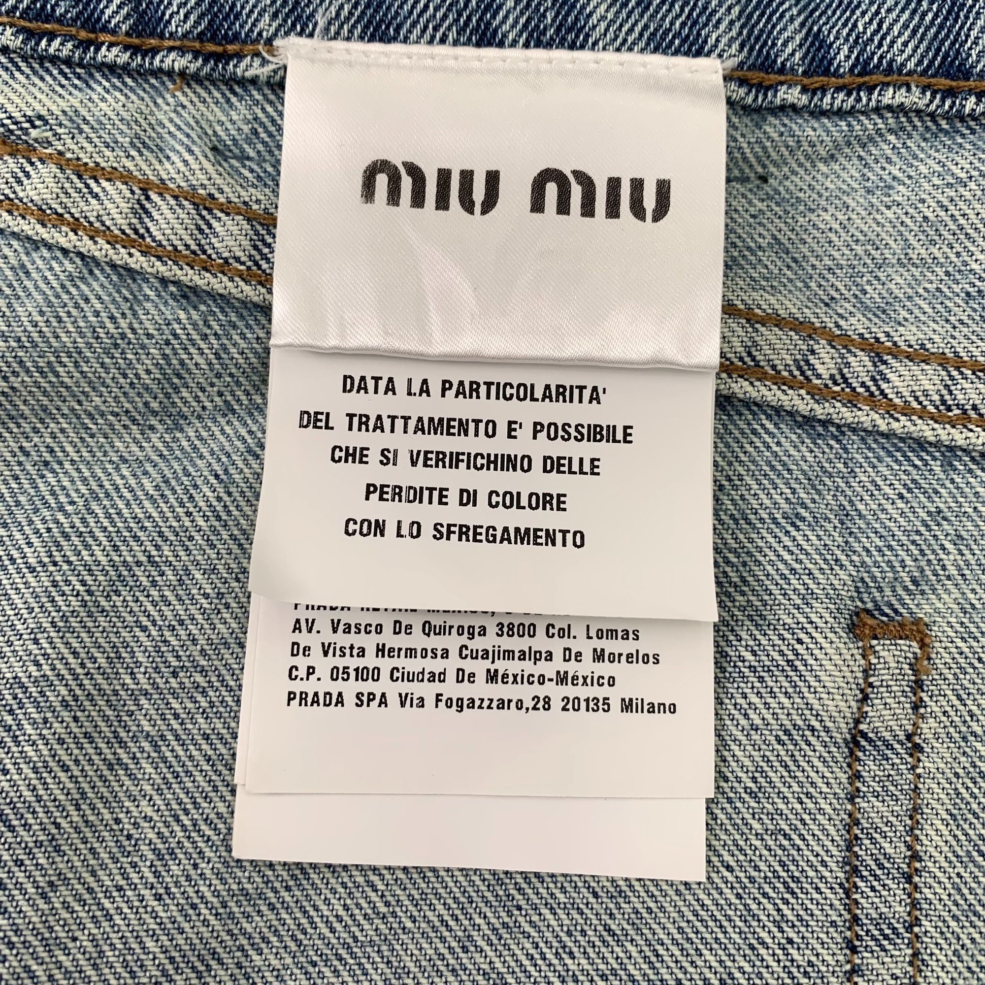 Miu Miu Miu Miu Light Blue Denim Skirt With Black Tassel Tie Belt Fr Size 36" / US 14 / IT 50 - 2 Thumbnail