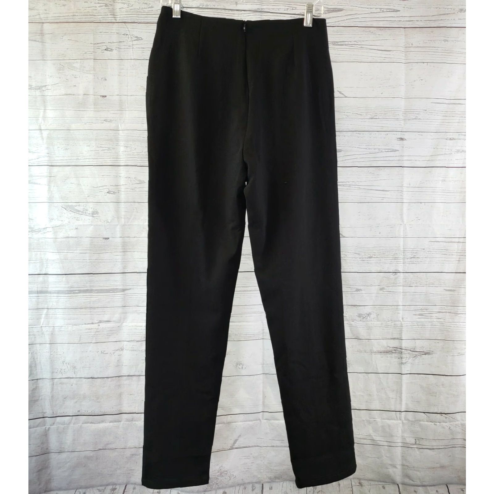 Vintage Ivory & Chain Womens Pants Sz 8 Solid Black High Rise Dress Pants 100% Polyester Regular Rise Flat Front Zipper Waist 14" Inseam 28" Womens Size 30" / US 8 / IT 44 - 4 Thumbnail
