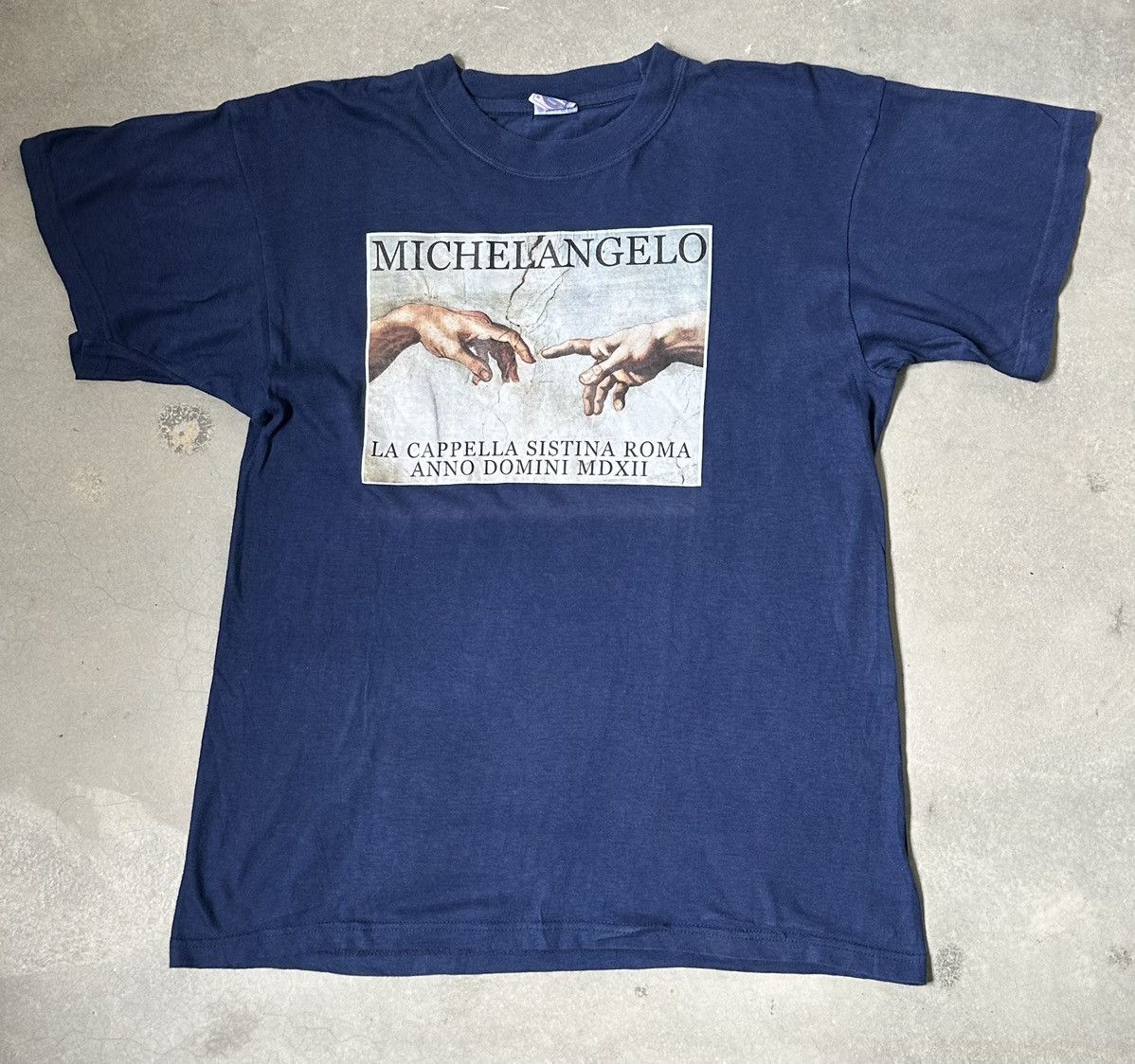VINTAGE MICHELANGELO CREATION OF ADAM ART TEE