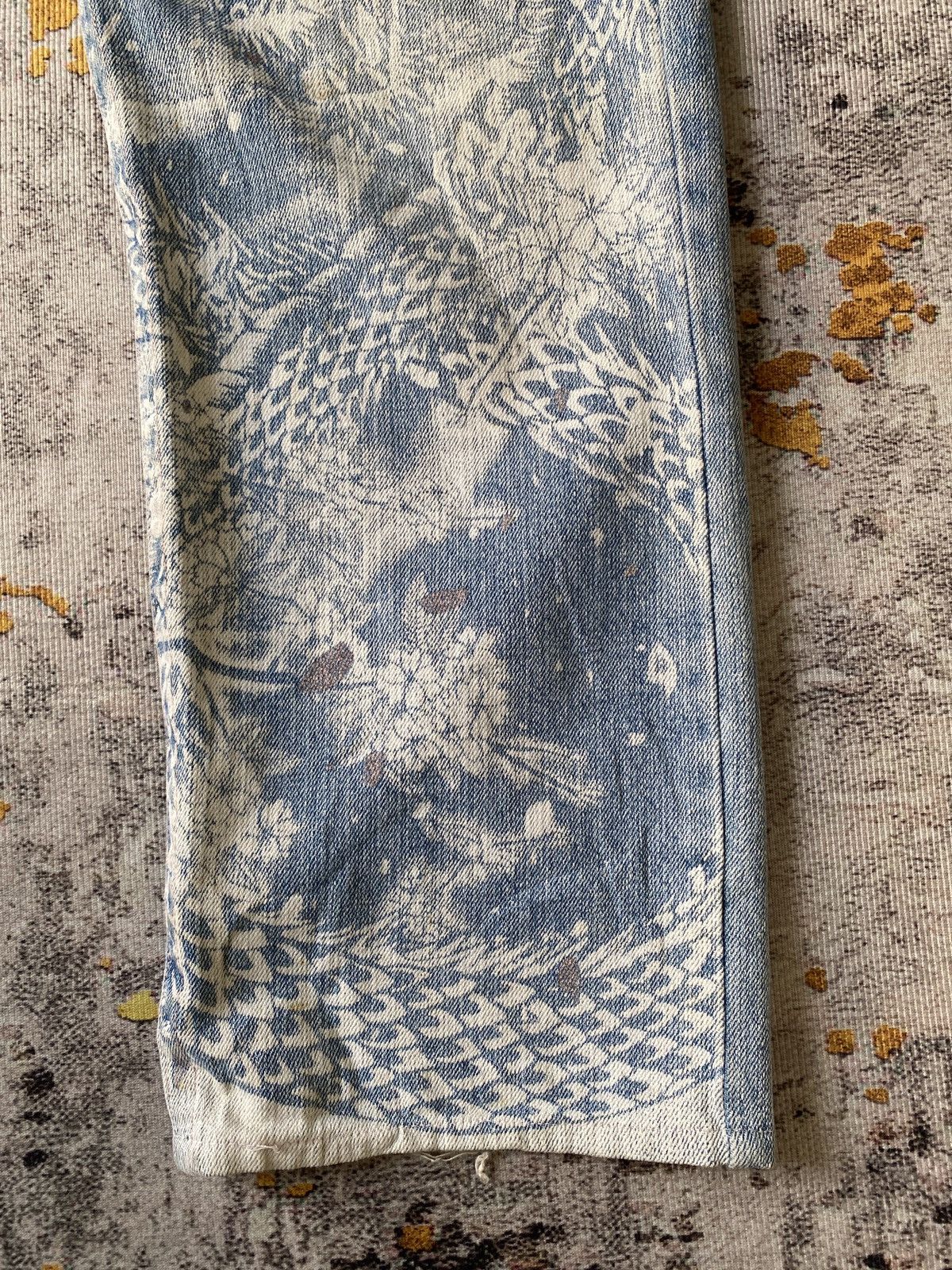Japanese Brand Japanese Traditional Design Dragons Print Blue Faded Denim Size US 35 - 6 Thumbnail