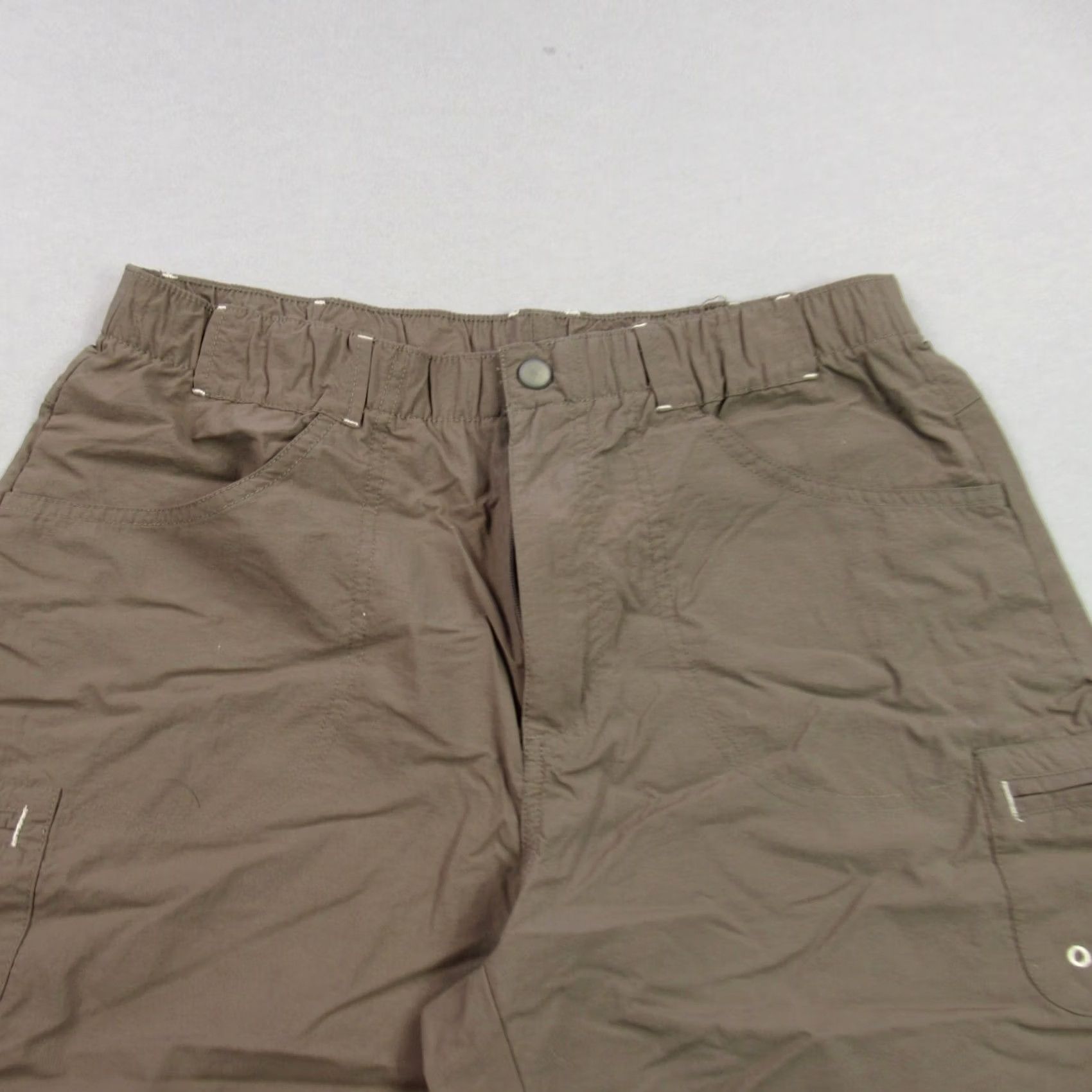 Vintage Columbia Pants Women Medium Lightweight Straight Leg Outdoors Pockets Brown Nylon Knit Blocked Short Size 32" / US 10 / IT 46 - 2 Thumbnail