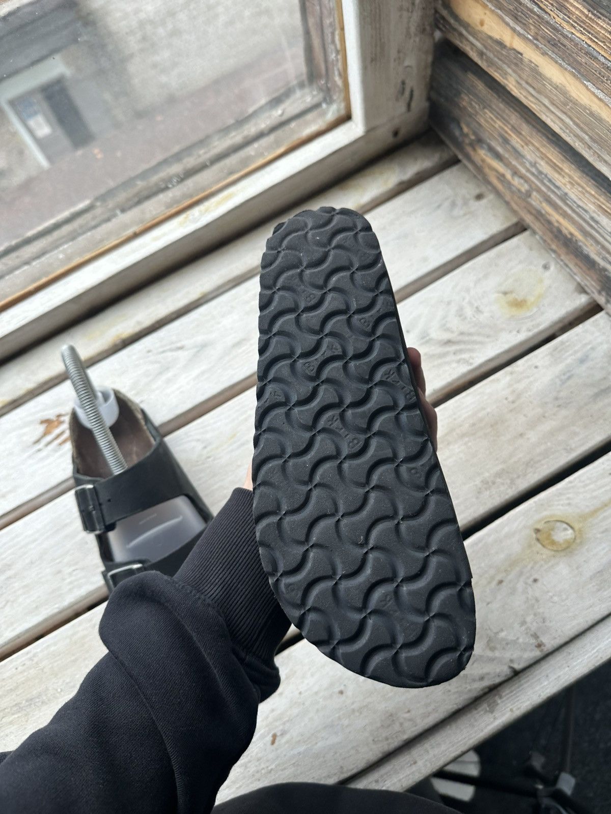 Birkenstock 🚨 VNTG Birkenstock 38 black unisex Luxe Sandals rare slides Size US 8 / IT 38 - 10 Thumbnail
