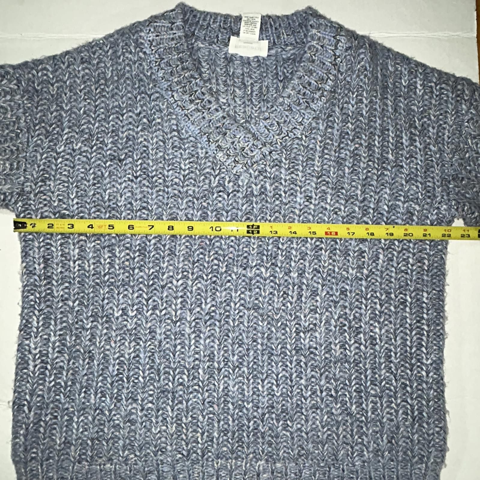 Designer For the Republic, Blue Chunky Knit V Neck Sweater, Medium Size M / US 6-8 / IT 42-44 - 8 Thumbnail